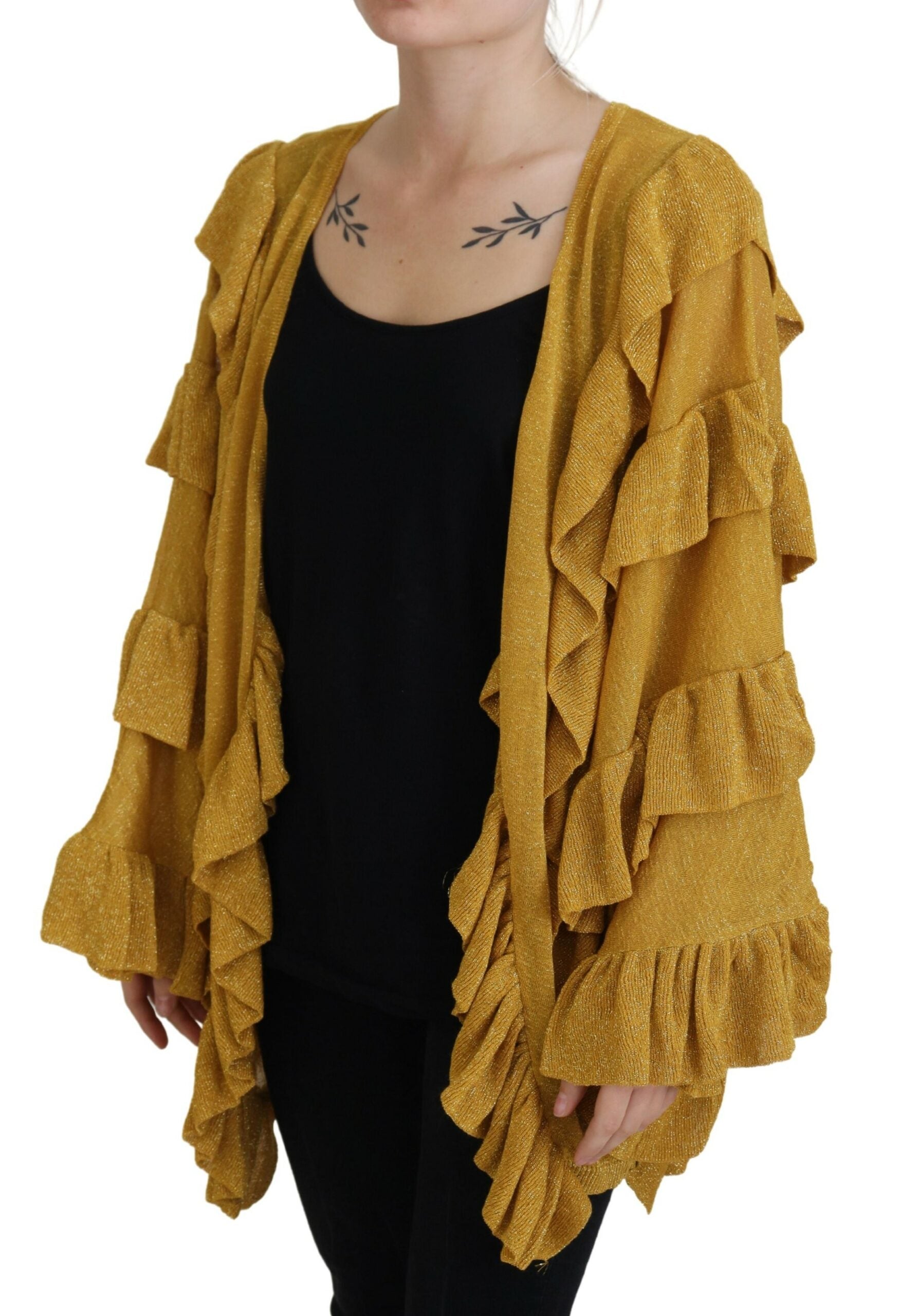 Aniye By Gold Long Sleeves Ruffled Women Cardigan Sweater | Regal Royce