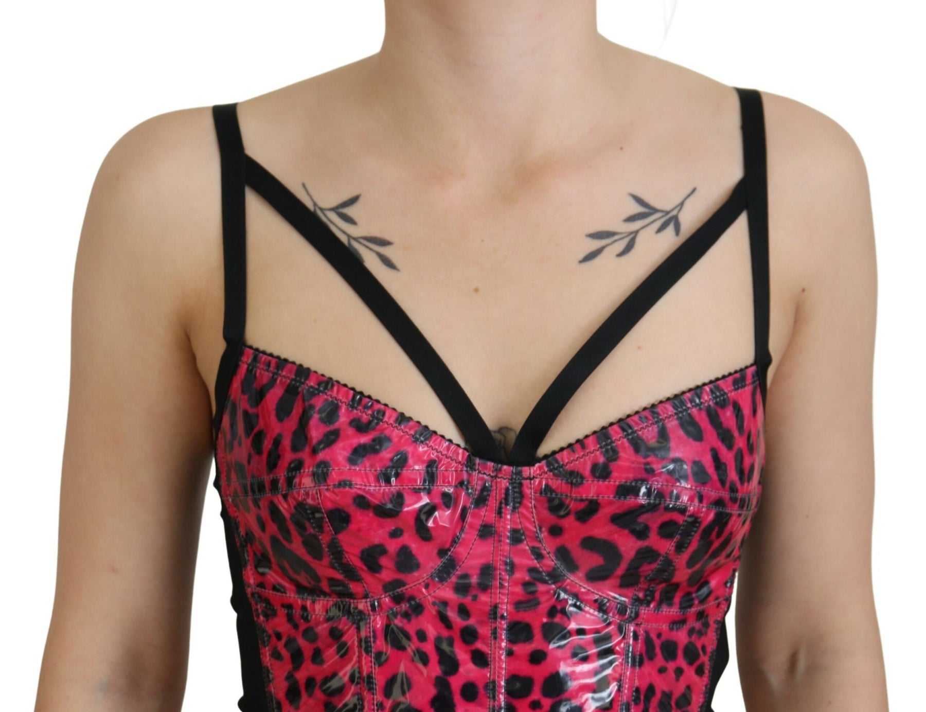 Dolce & Gabbana Pink Leopard Print Cropped Bustier Corset Top | Regal Royce