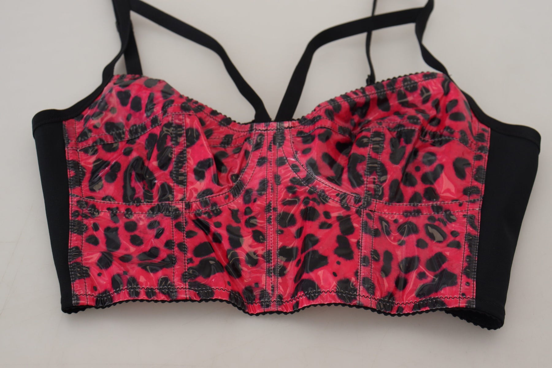 Dolce & Gabbana Pink Leopard Print Cropped Bustier Corset Top | Regal Royce