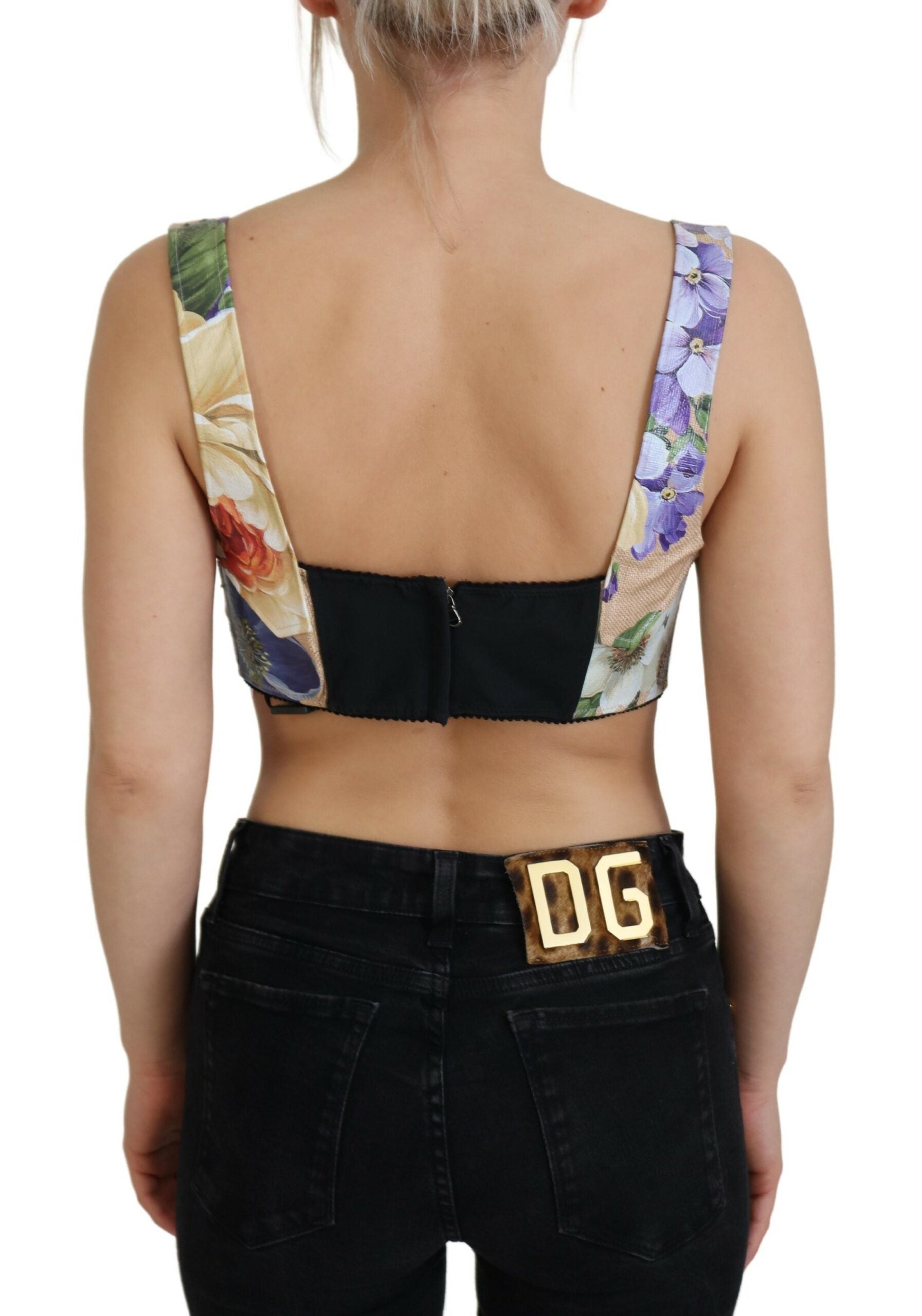 Dolce & Gabbana Multicolor Floral Cropped Bustier Corset Top | Regal Royce