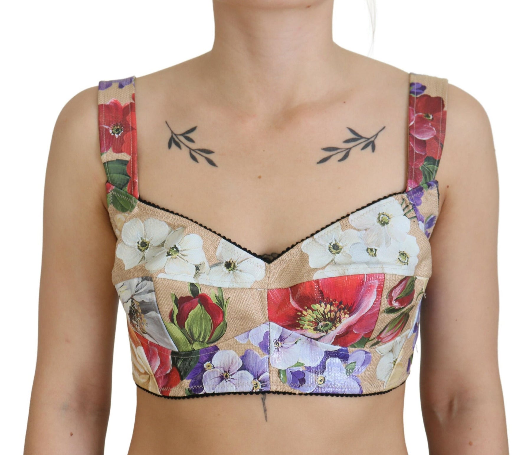 Dolce & Gabbana Multicolor Floral Cropped Bustier Corset Top | Regal Royce