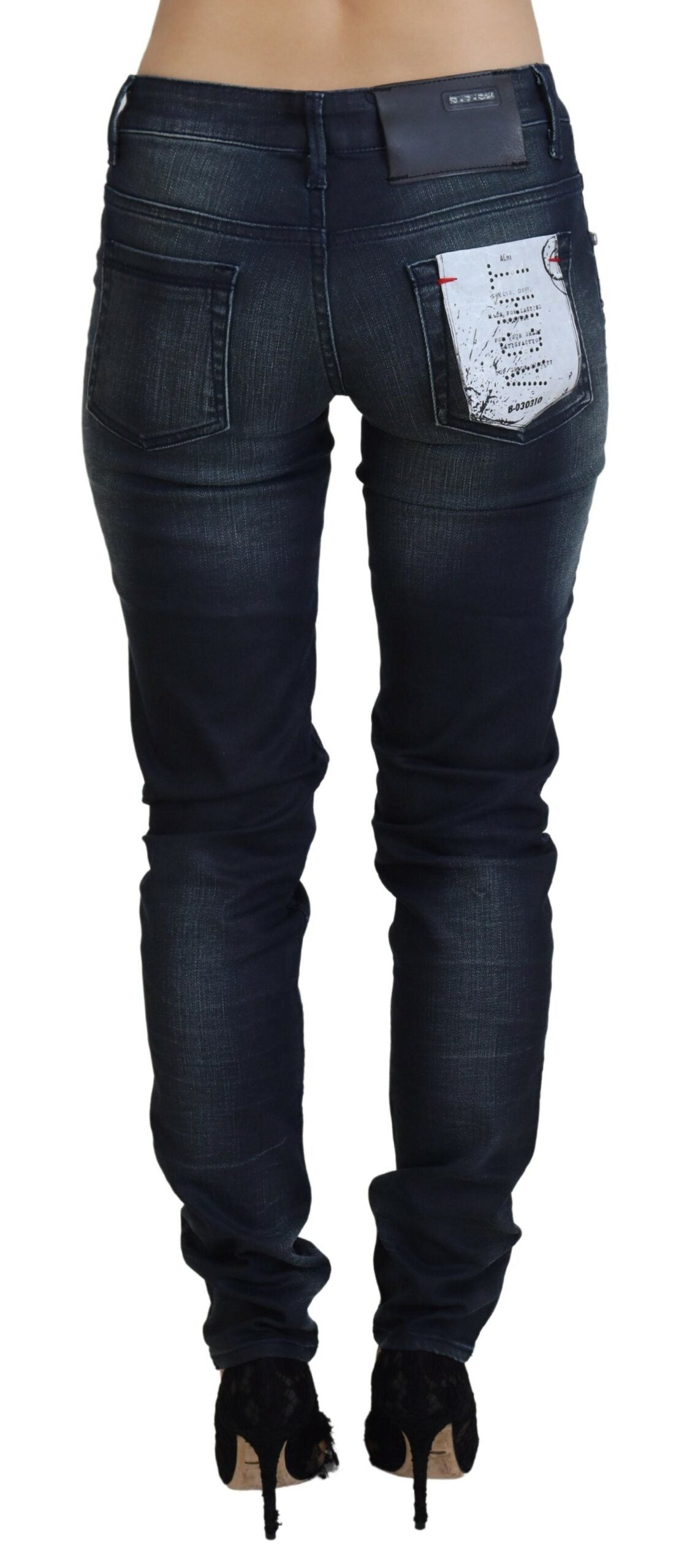 Acht Blue Washed Low Waist Slim Fit Cotton Denim Jeans | Regal Royce
