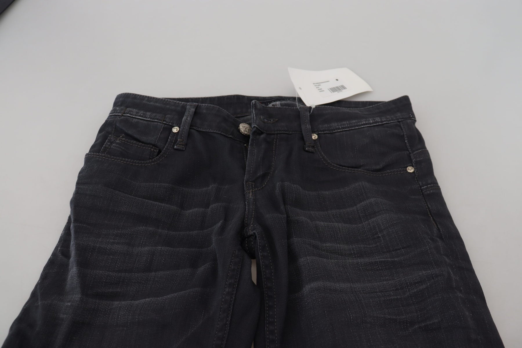 Acht Black Washed Low Waist Slim Fit Cotton Denim Jeans | Regal Royce