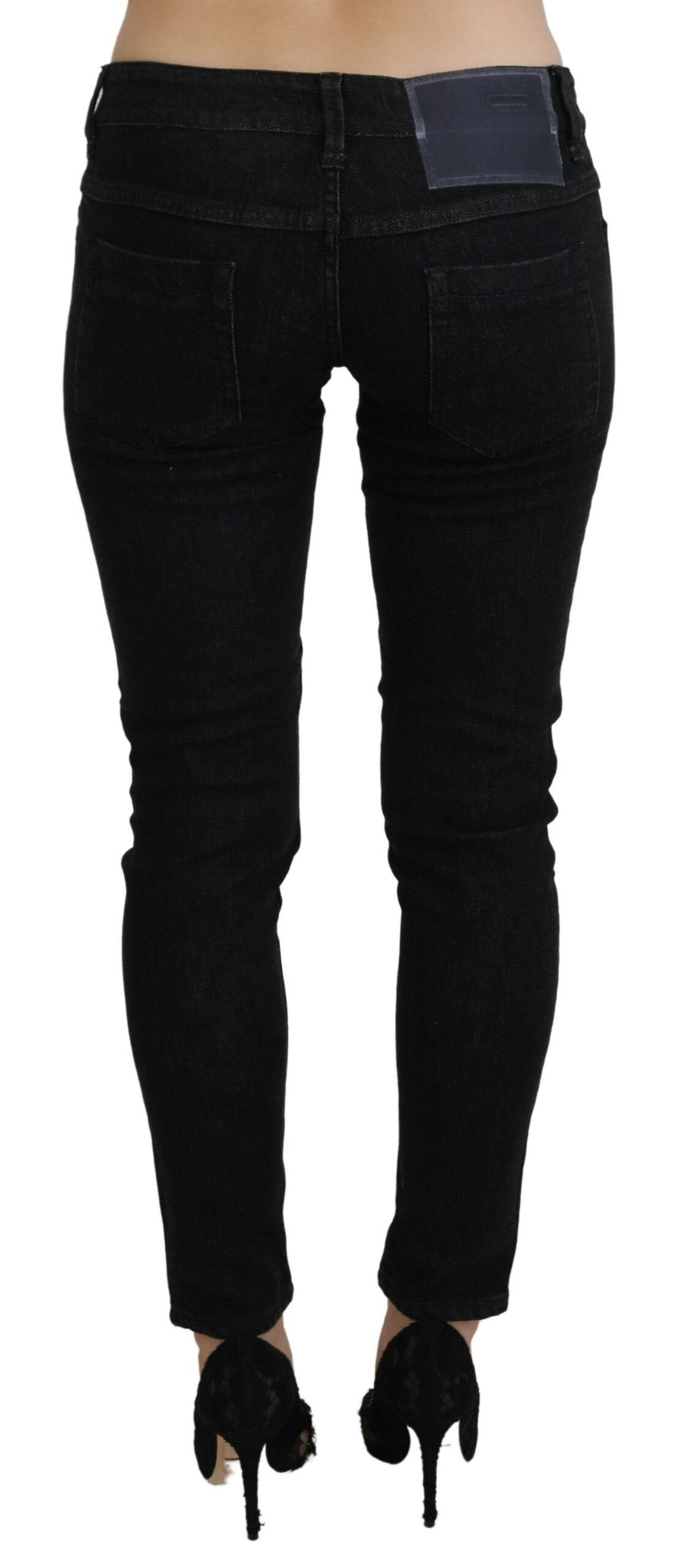 Acht Black Low Waist Slim Fit Cotton Denim Jeans | Regal Royce
