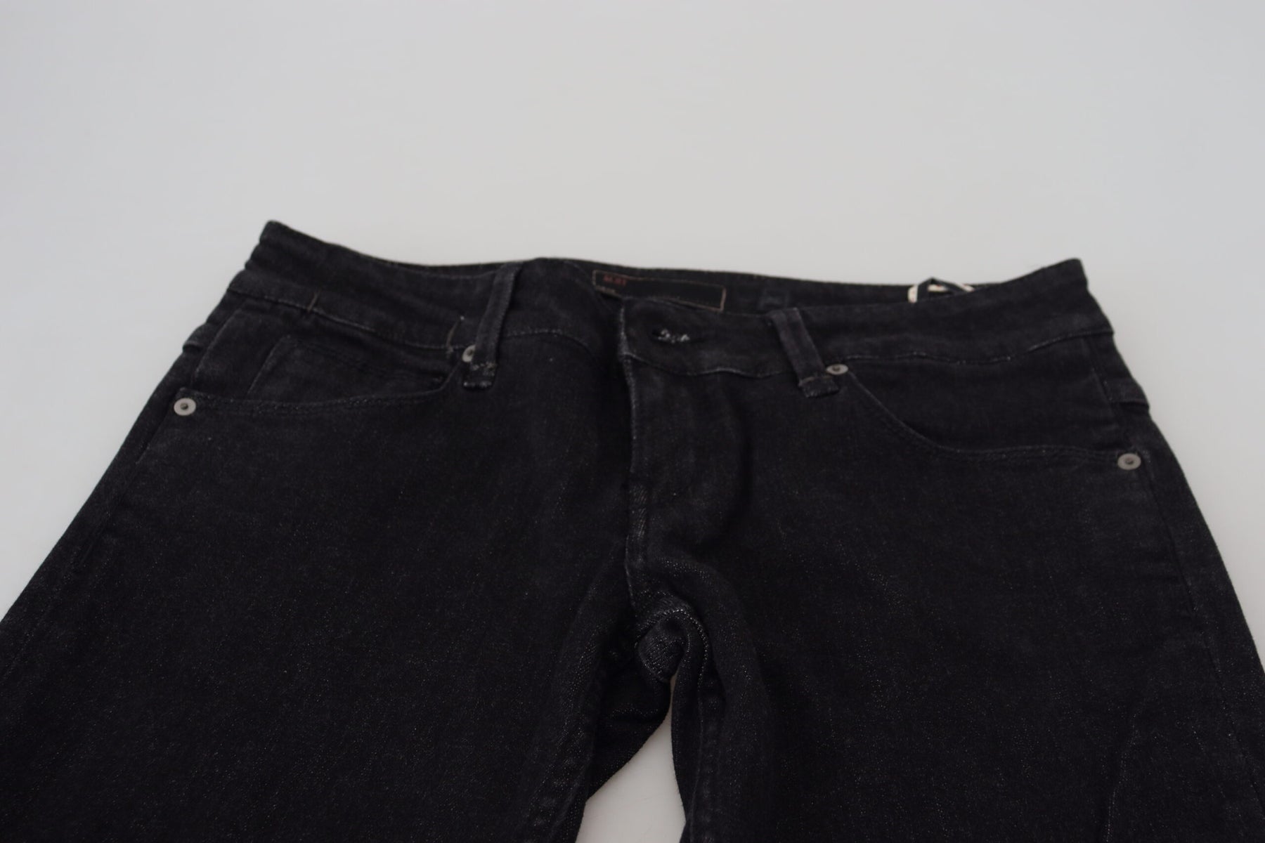 Acht Black Low Waist Slim Fit Cotton Denim Jeans | Regal Royce