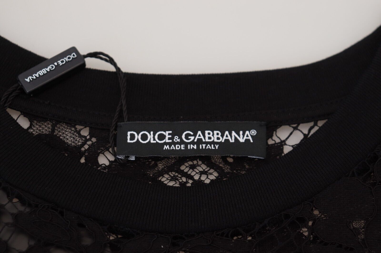 Dolce & Gabbana Black Floral Lace Cotton Shift Mini Dress | Regal Royce