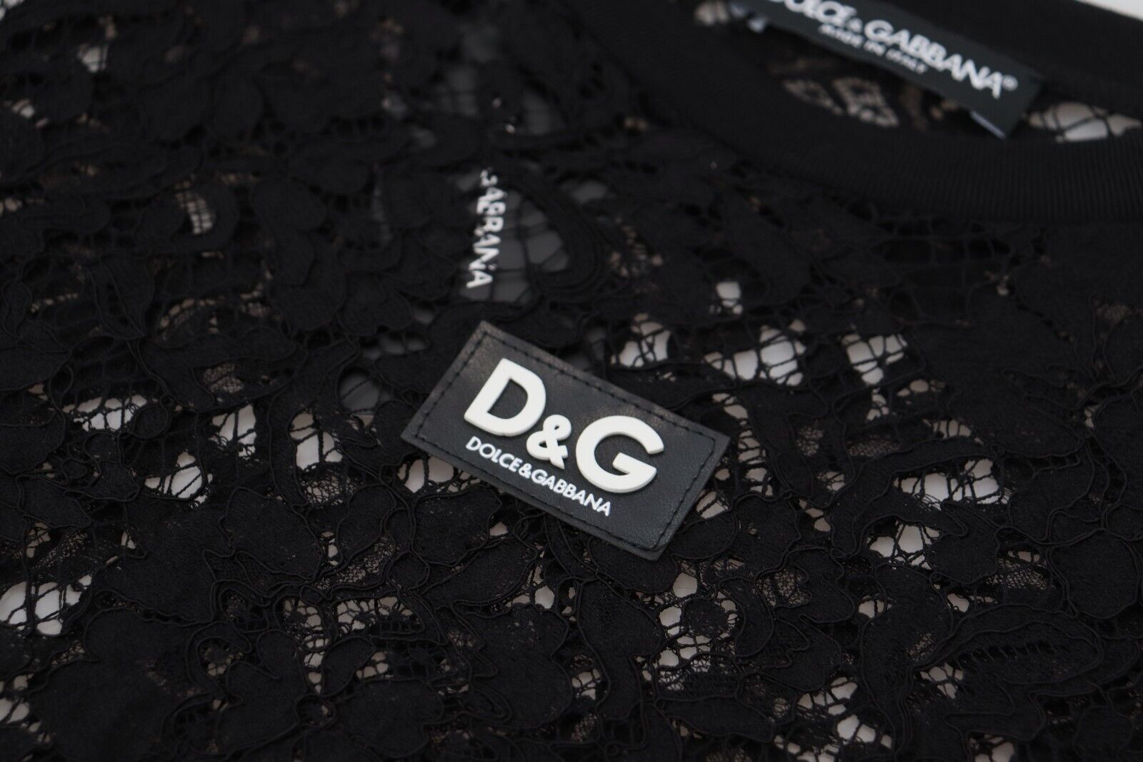 Dolce & Gabbana Black Floral Lace Cotton Shift Mini Dress | Regal Royce