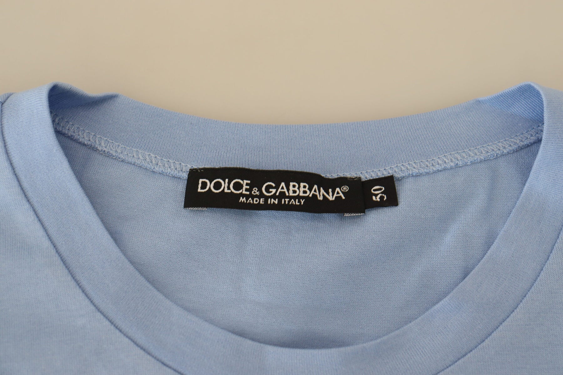 Dolce & Gabbana Light Blue Happy New Year 2017 Cotton T-shirt | Regal Royce