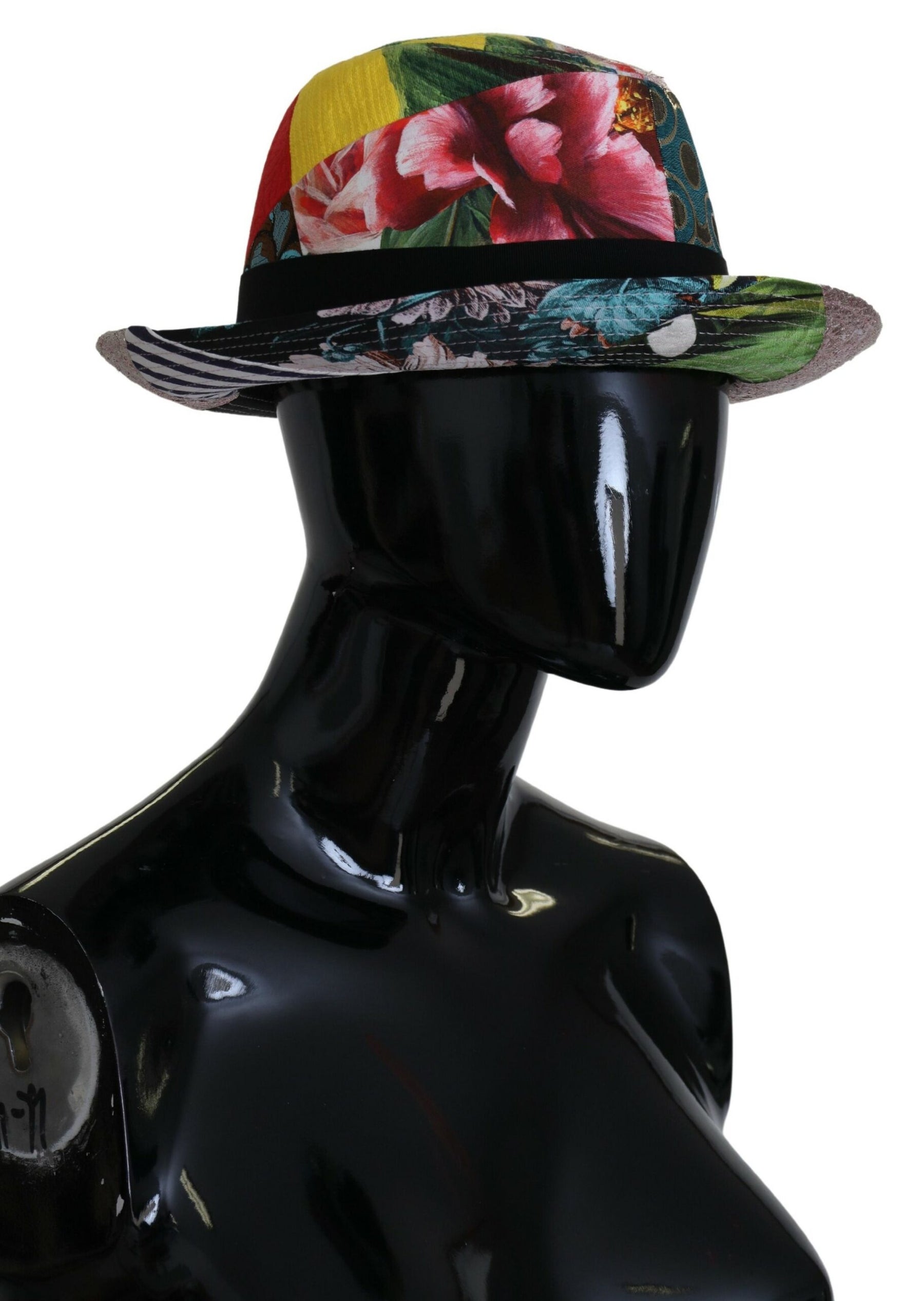 Dolce & Gabbana Multicolor Patchwork Women Fedora Wide Brim Hat | Regal Royce