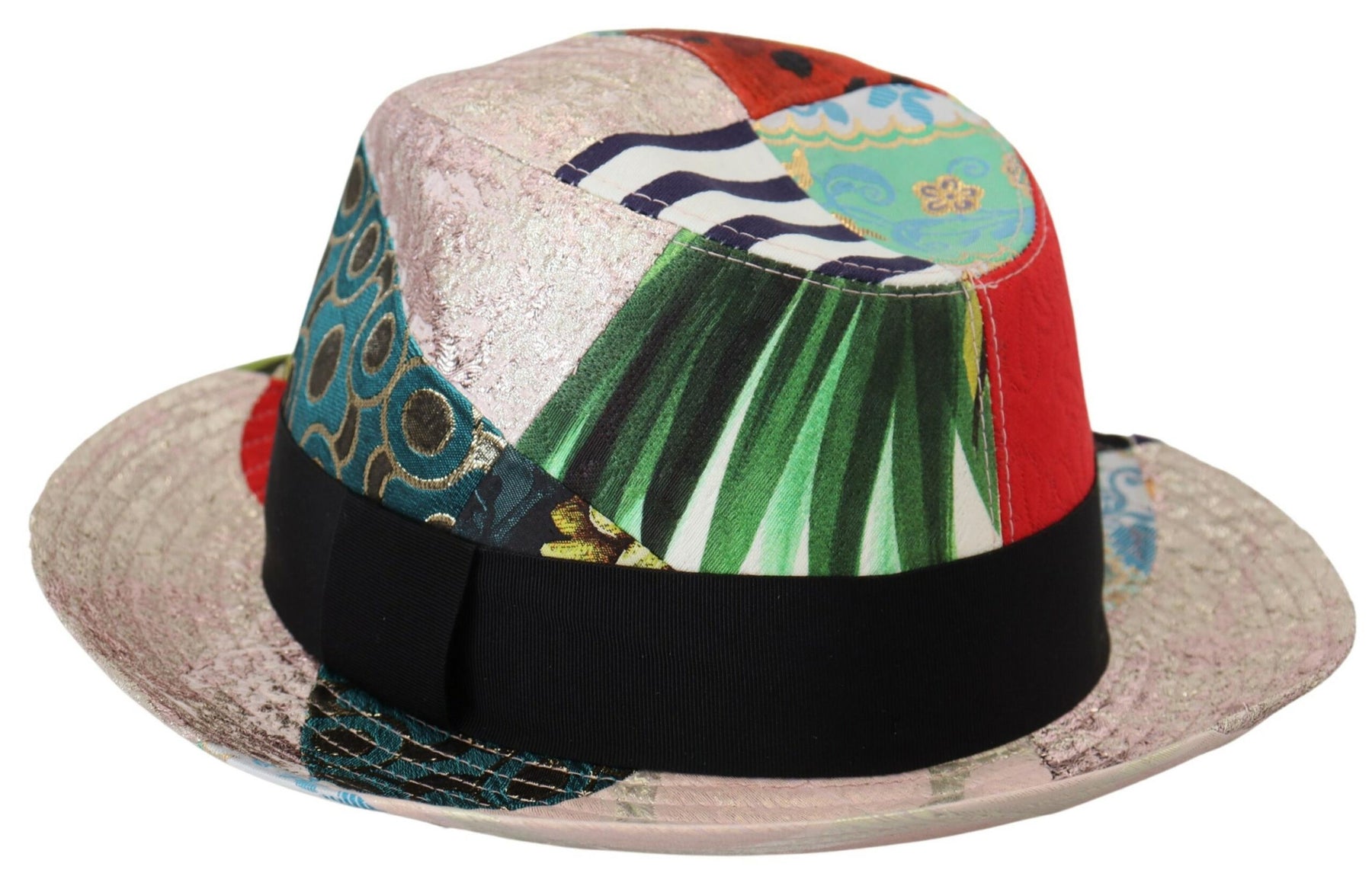 Dolce & Gabbana Multicolor Patchwork Women Fedora Wide Brim Hat | Regal Royce