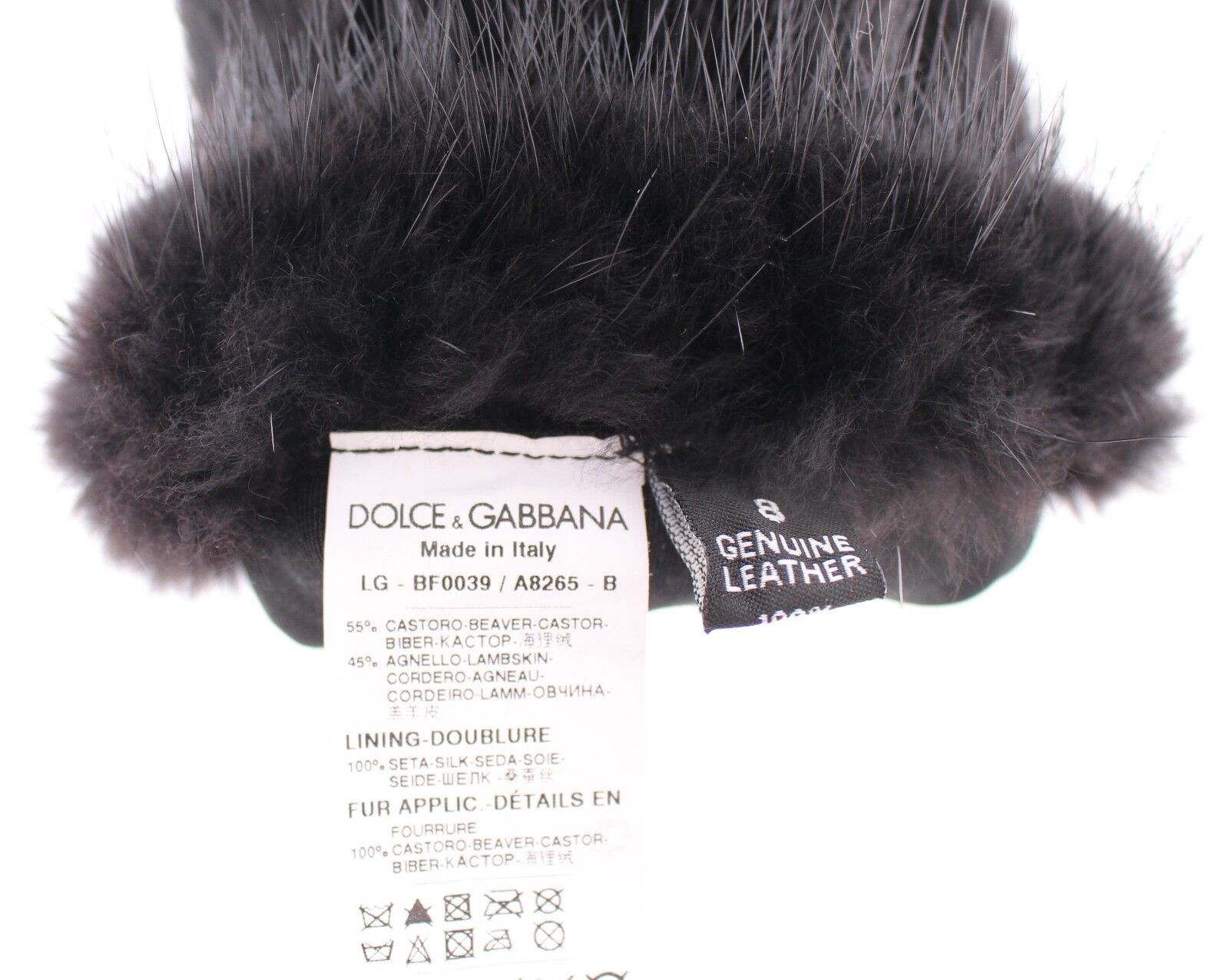 Dolce & Gabbana Black Beaver Fur Lambskin Leather Elbow Gloves | Regal Royce