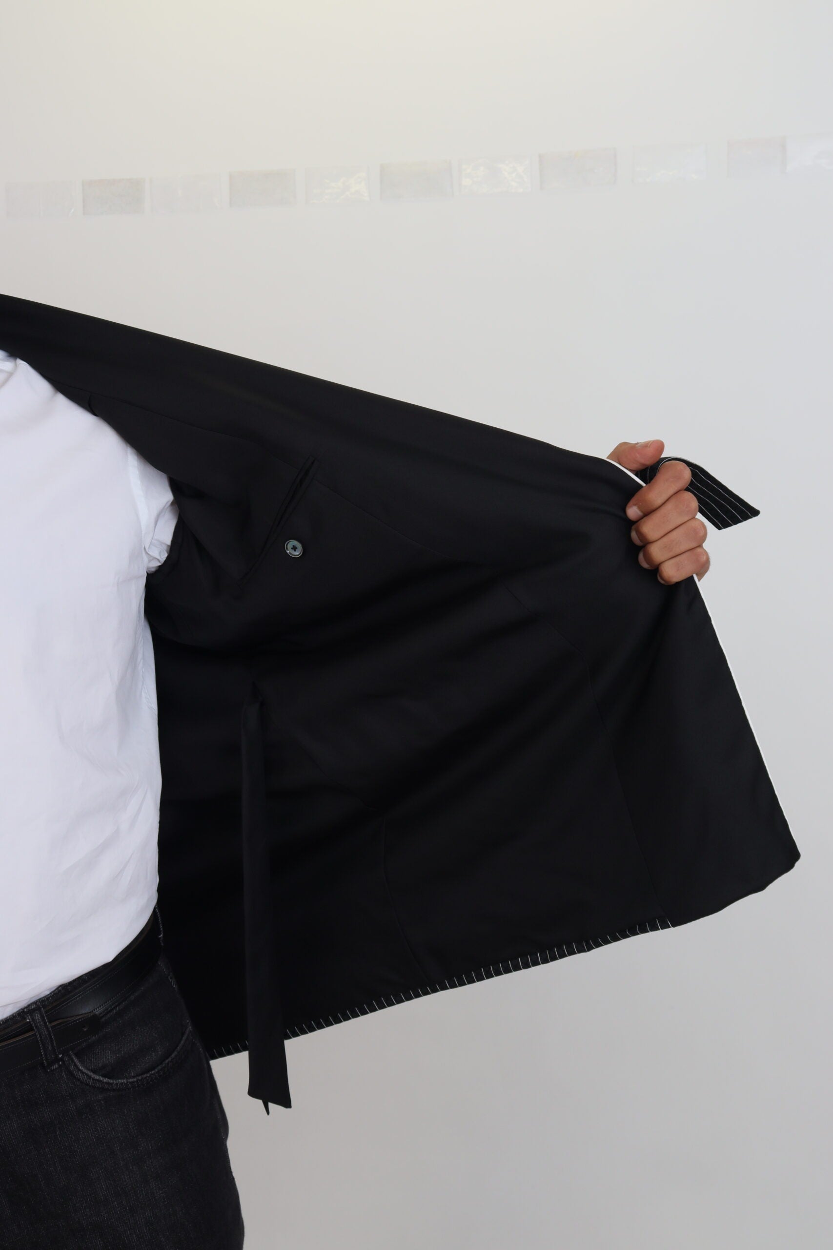 Dolce & Gabbana Black Robe Striped DG Patch Jacket Men Blazer | Regal Royce