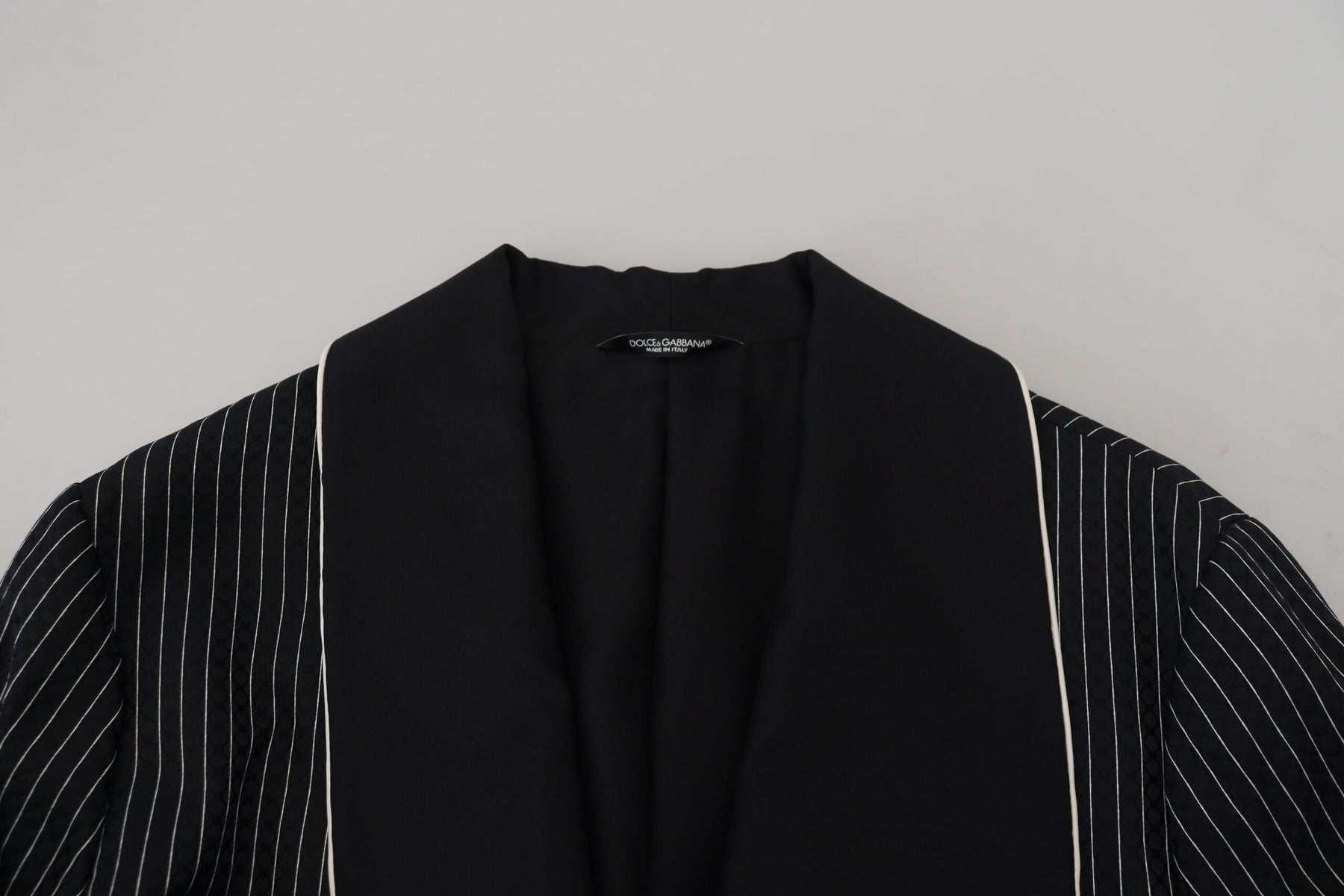 Dolce & Gabbana Black Robe Striped DG Patch Jacket Men Blazer | Regal Royce