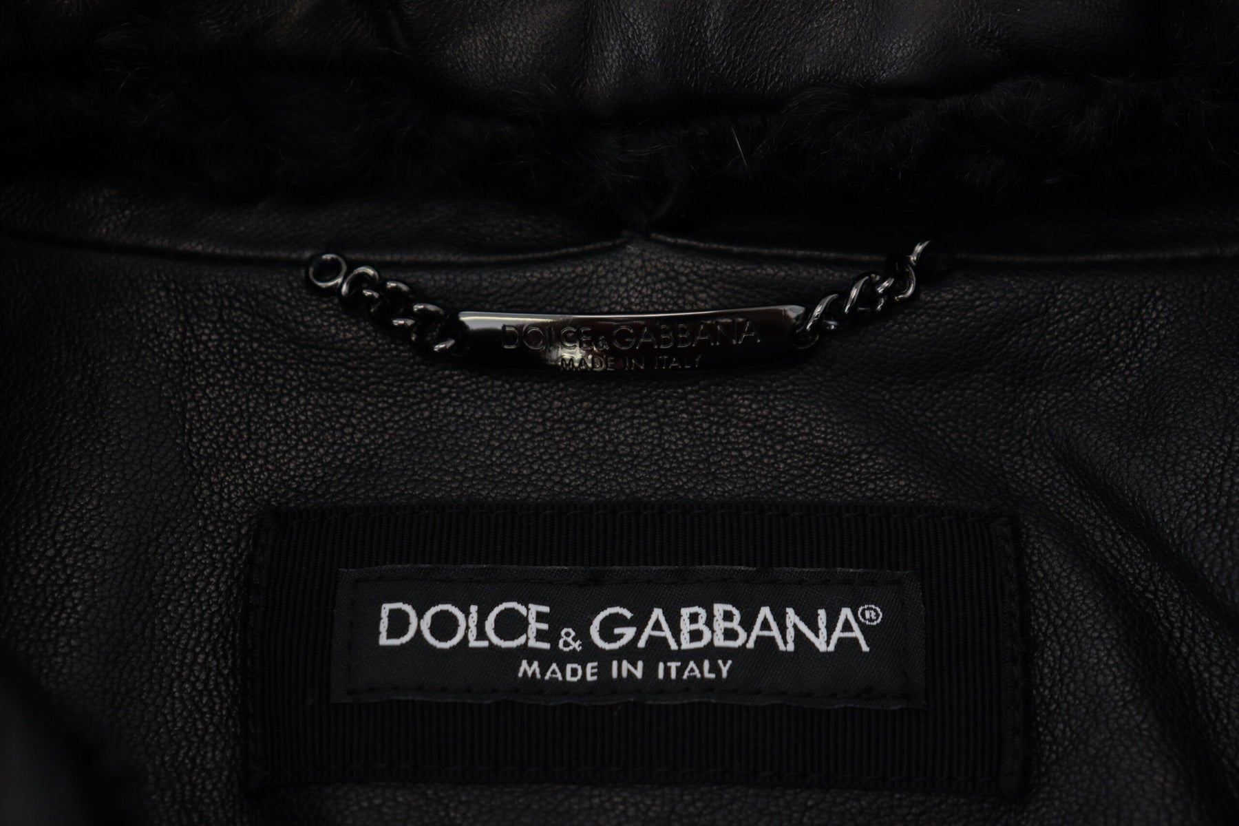 Dolce & Gabbana Black Lamb Leather Collared Men Coat Jacket | Regal Royce