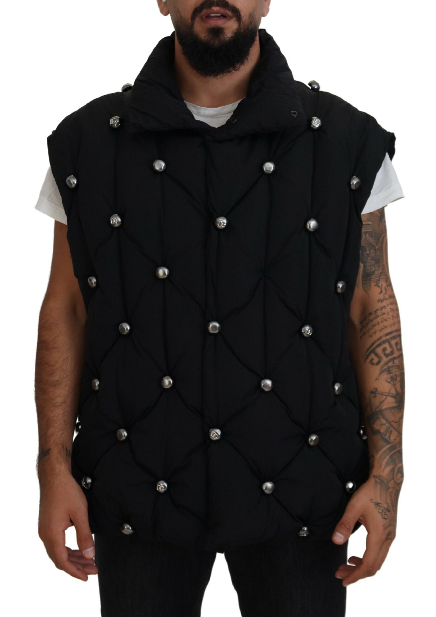 Dolce & Gabbana Black Sleeveless DG Metal Embellishment Jacket | Regal Royce