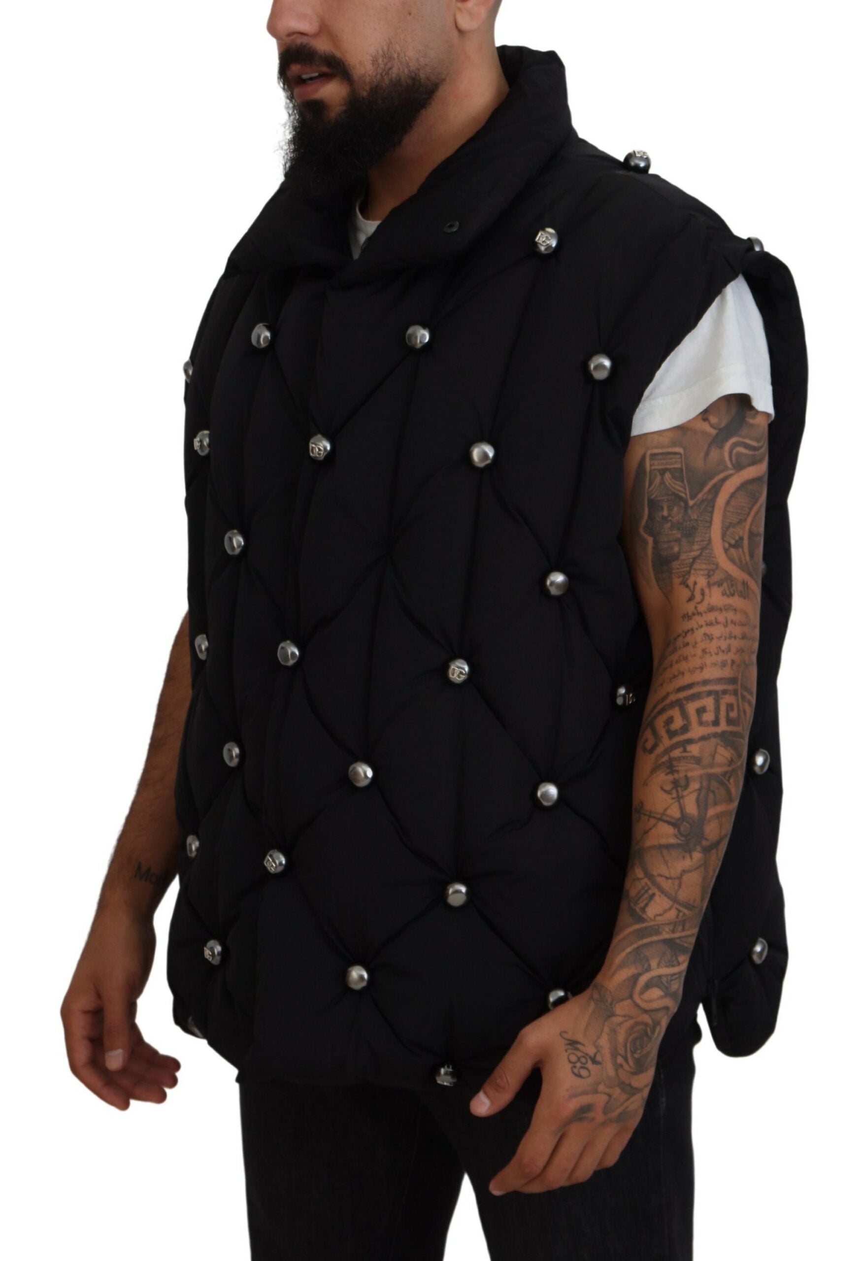 Dolce & Gabbana Black Sleeveless DG Metal Embellishment Jacket | Regal Royce