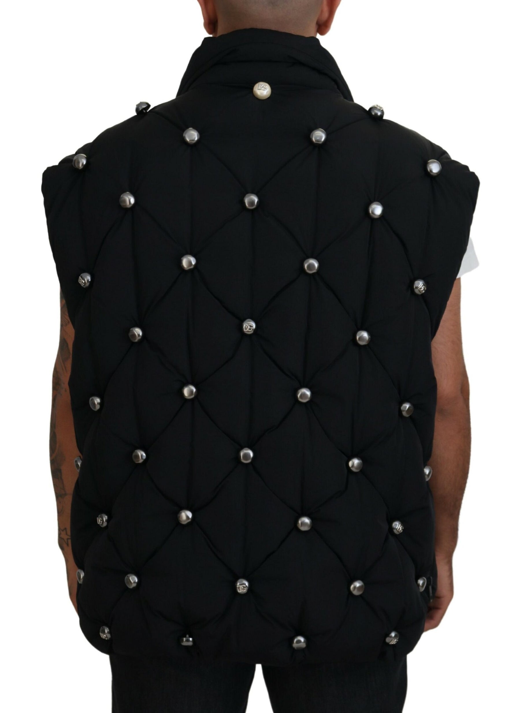 Dolce & Gabbana Black Sleeveless DG Metal Embellishment Jacket | Regal Royce
