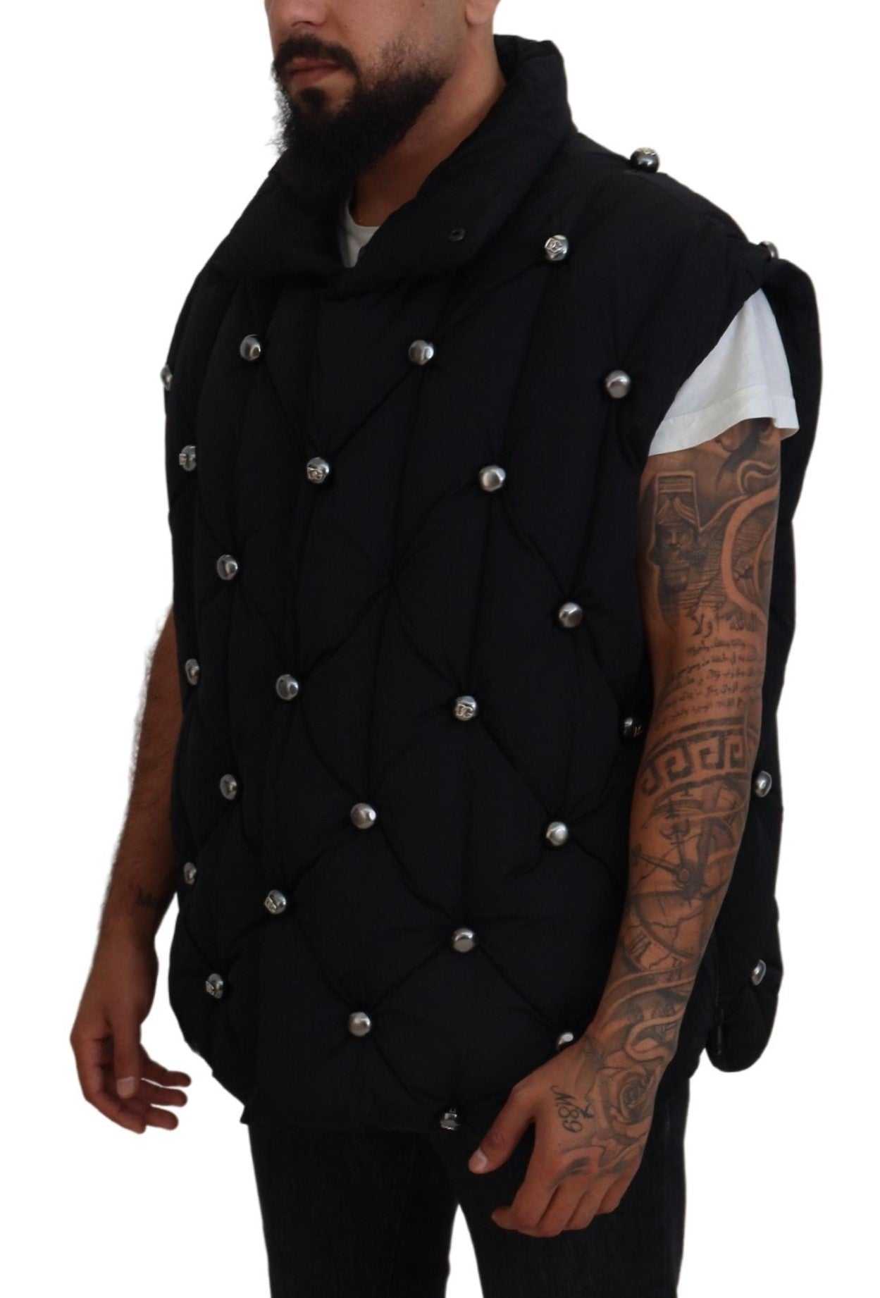 Dolce & Gabbana Black Sleeveless DG Metal Embellishment Jacket | Regal Royce
