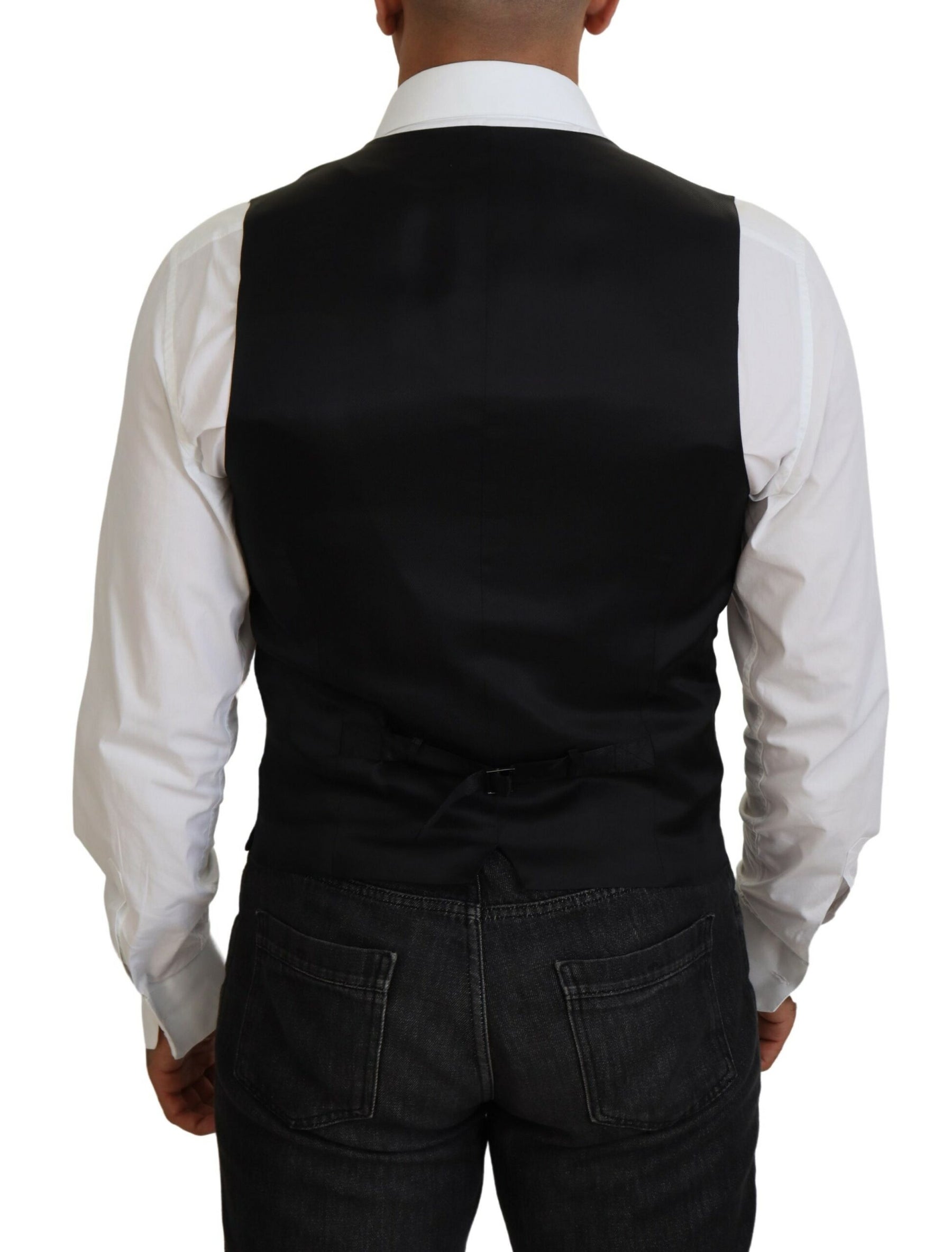 Dolce & Gabbana Black Virgin Wool Waistcoat Formal Vest | Regal Royce