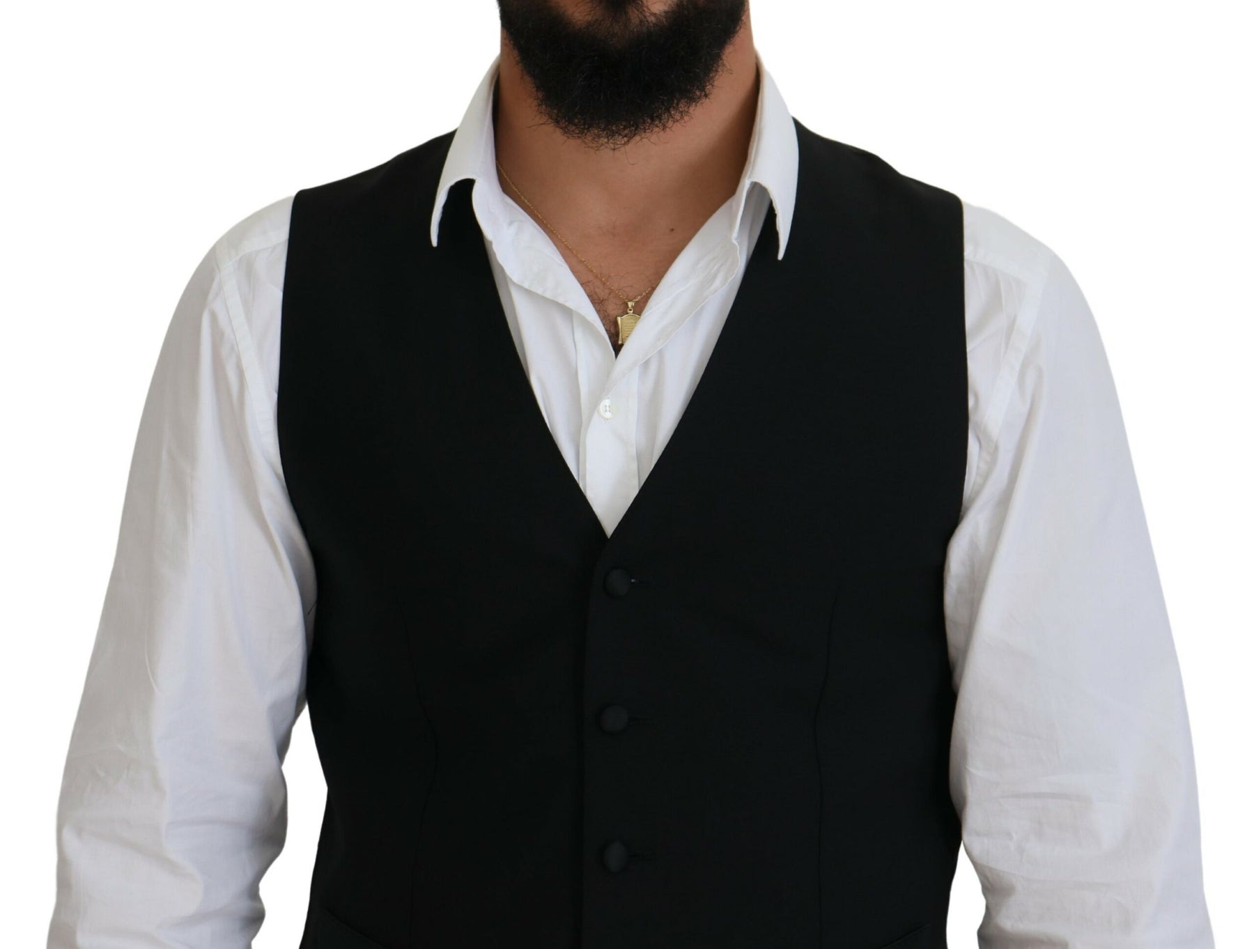Dolce & Gabbana Black Virgin Wool Waistcoat Formal Vest | Regal Royce