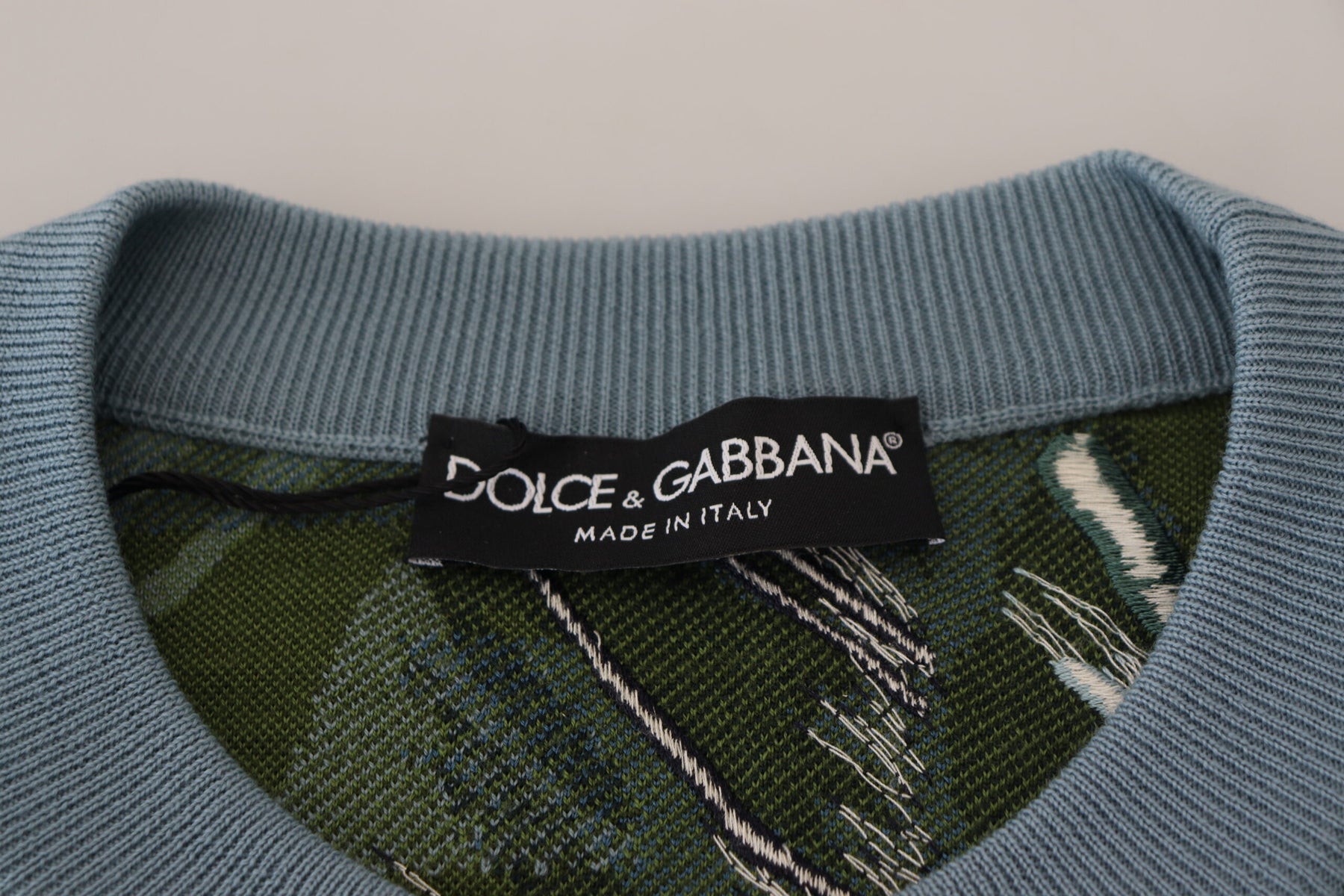 Dolce & Gabbana Multicolor Jungle Wool Pullover Logo Sweater | Regal Royce