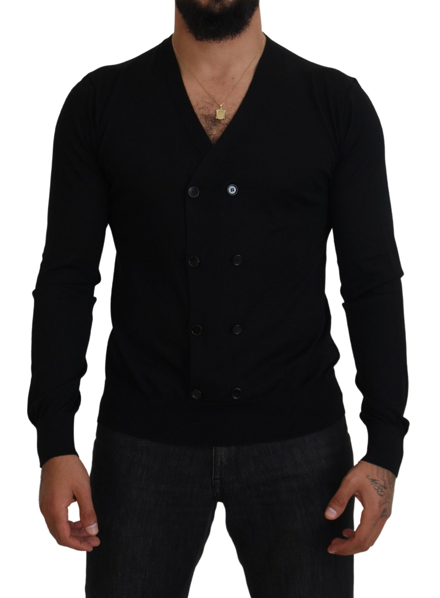 Dolce & Gabbana Black Cashmere Button Down Cardigan Sweater | Regal Royce