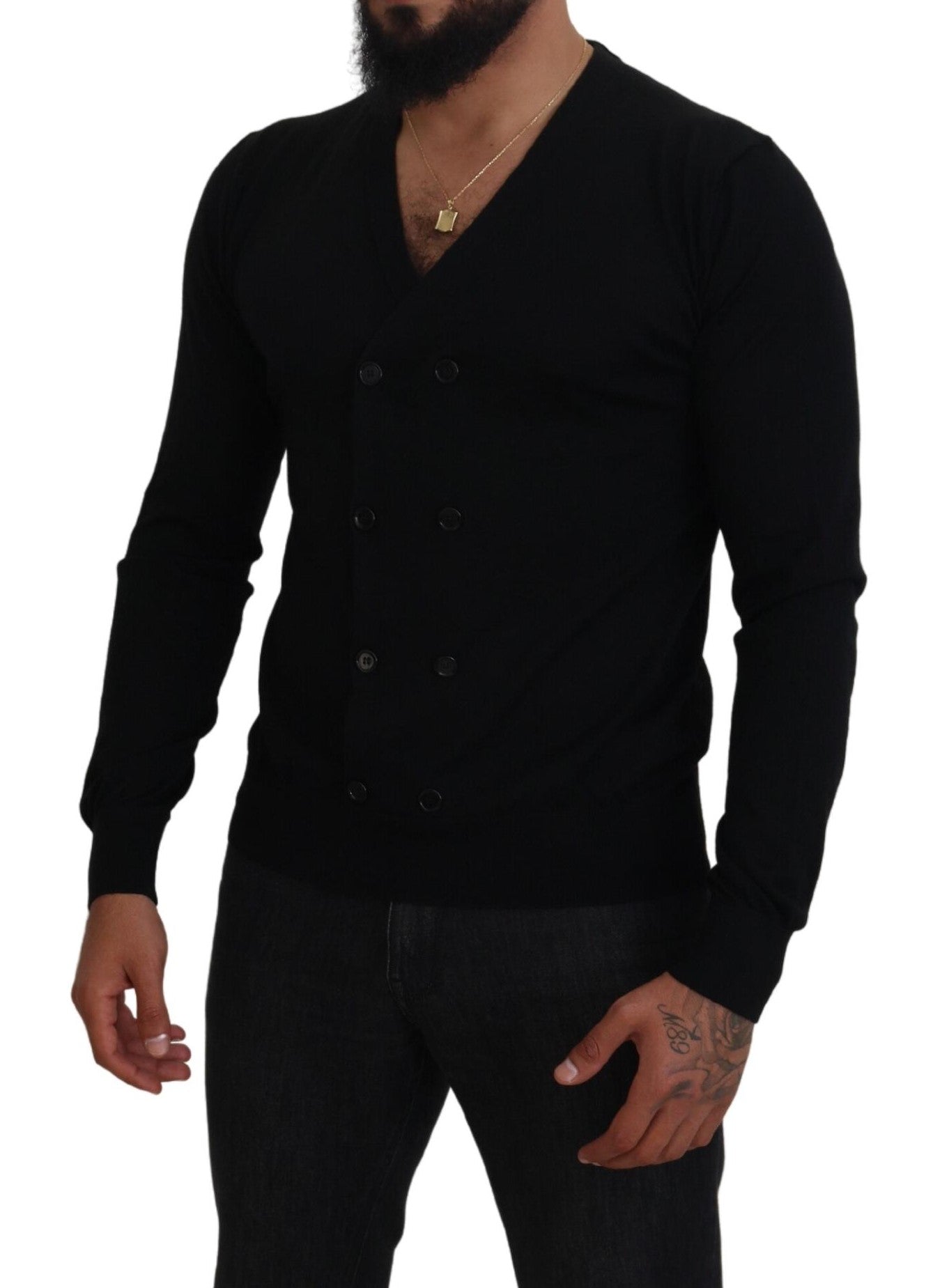Dolce & Gabbana Black Cashmere Button Down Cardigan Sweater | Regal Royce