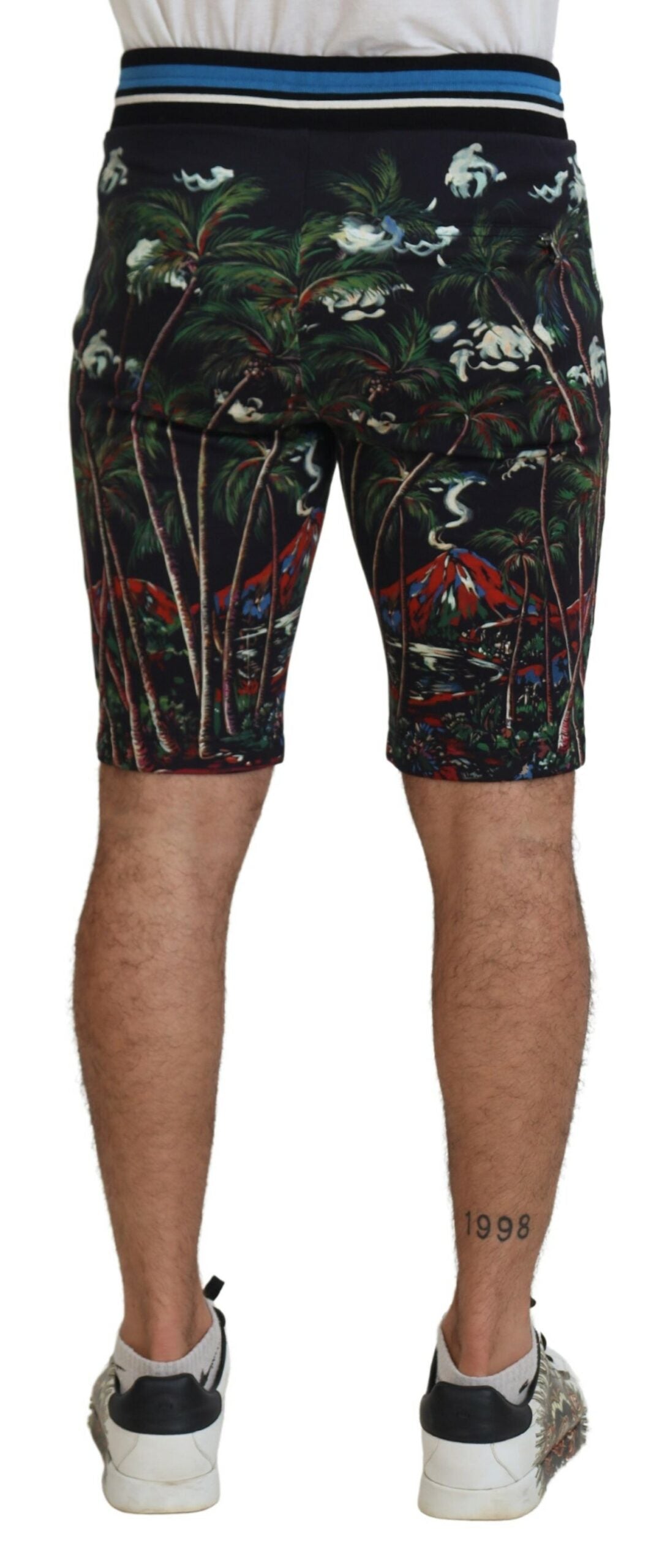 Dolce & Gabbana Black Cotton Volcano Print Casual Shorts | Regal Royce
