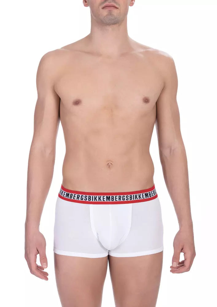 Bikkembergs White Cotton Men's Underwear Trunk Twin Pack | Regal Royce