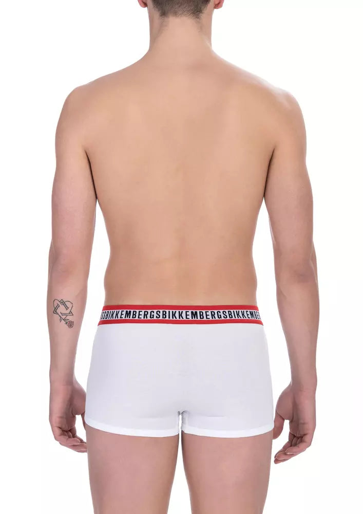 Bikkembergs White Cotton Men's Underwear Trunk Twin Pack | Regal Royce