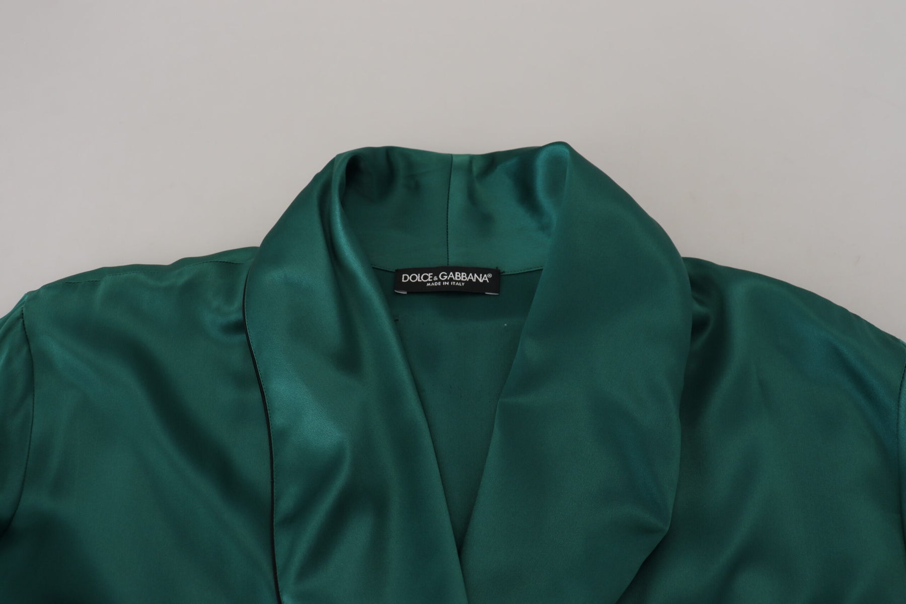 Dolce & Gabbana Green Silk Waist Belt Robe Sleepwear | Regal Royce