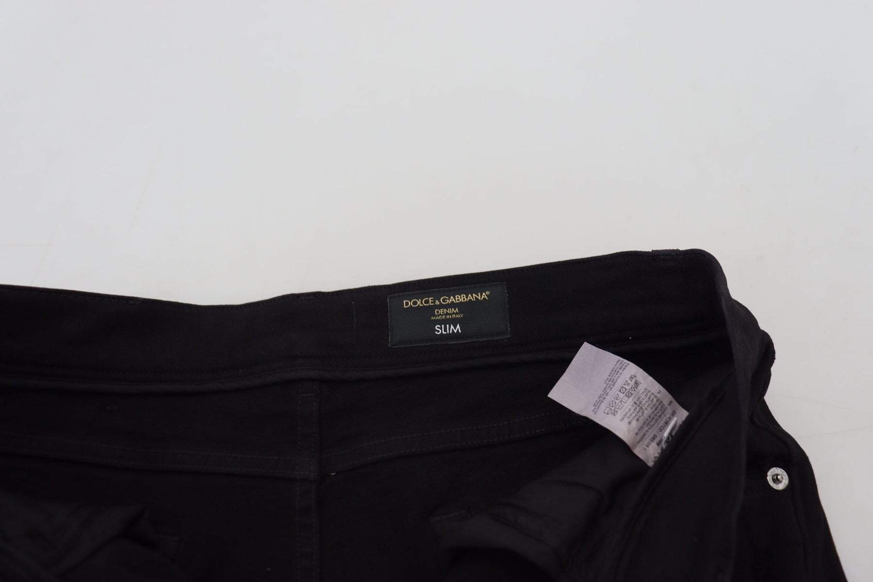 Dolce & Gabbana Black Slim Fit Tattered Denim Cotton Jeans | Regal Royce