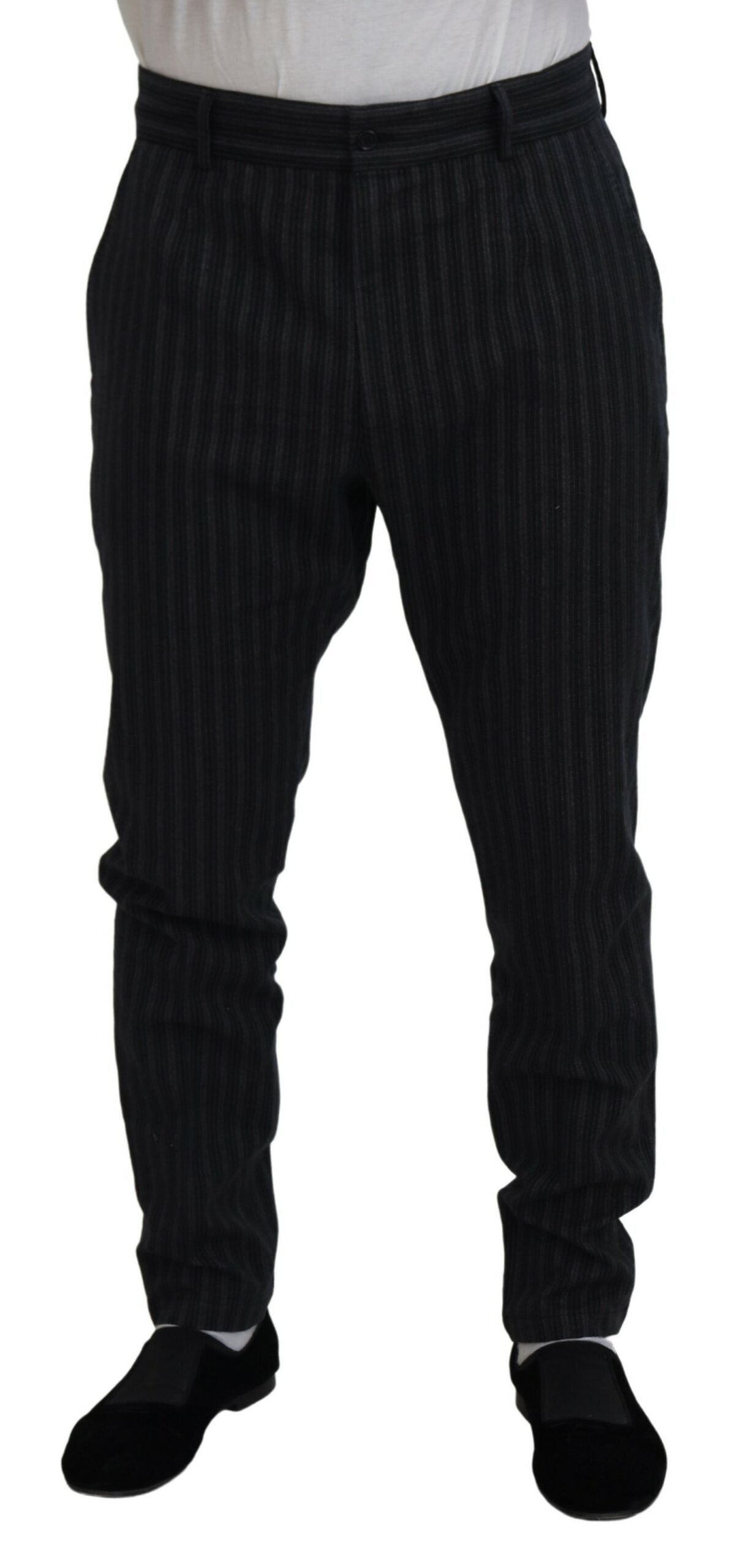 Dolce & Gabbana Dark Gray Stripes Chino Dress Pants | Regal Royce