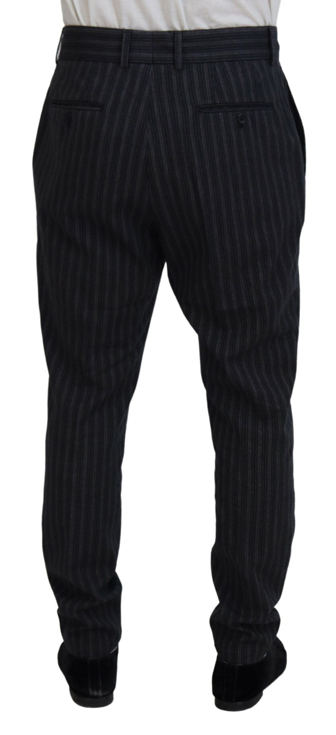 Dolce & Gabbana Dark Gray Stripes Chino Dress Pants | Regal Royce
