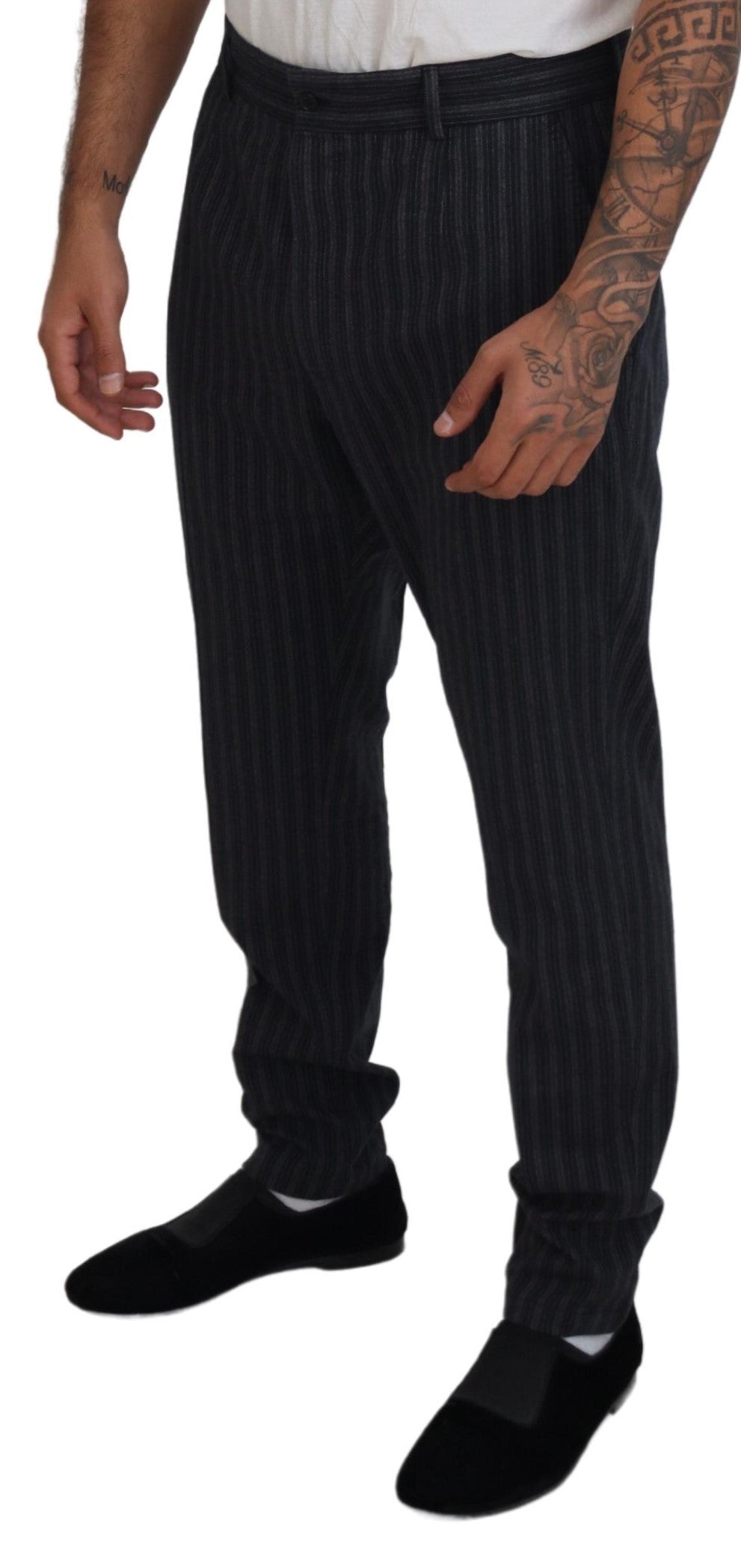 Dolce & Gabbana Dark Gray Stripes Chino Dress Pants | Regal Royce