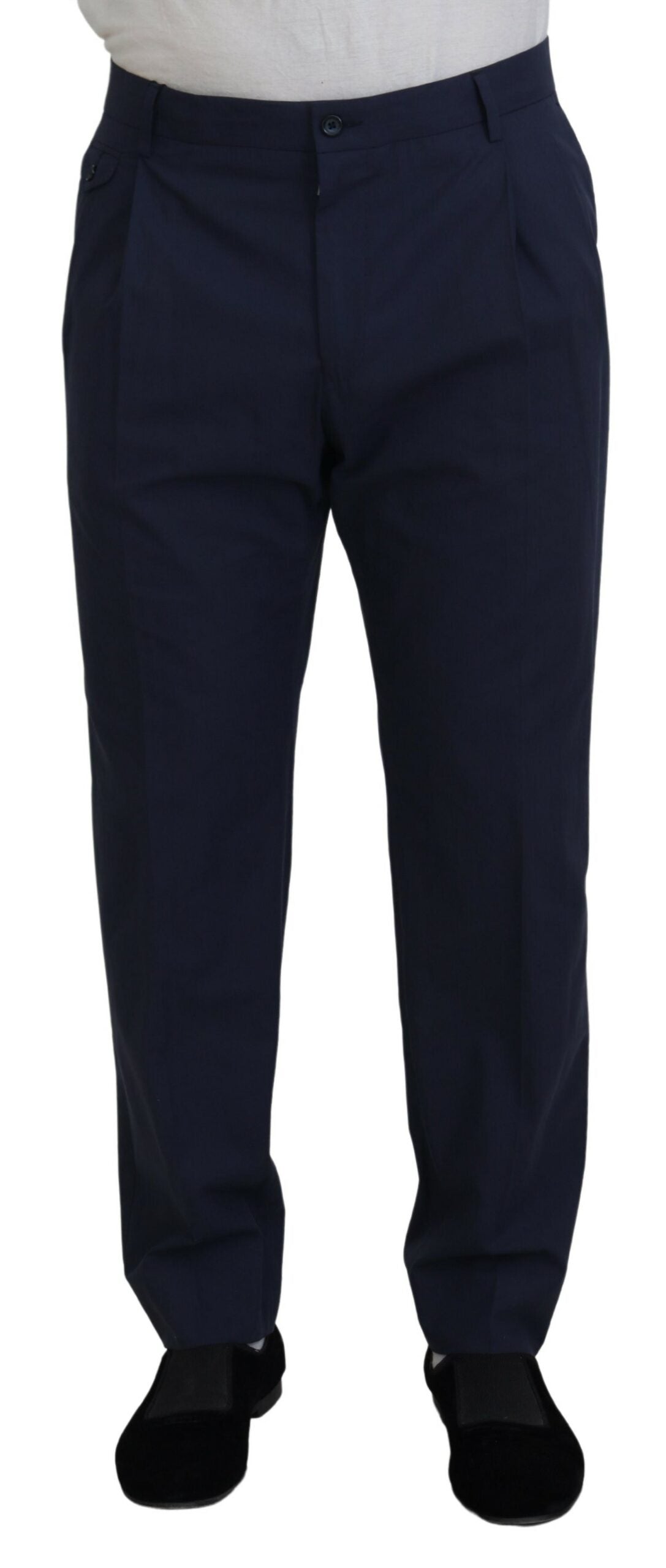 Dolce & Gabbana Dark Blue Cotton Chino Formal Pants | Regal Royce