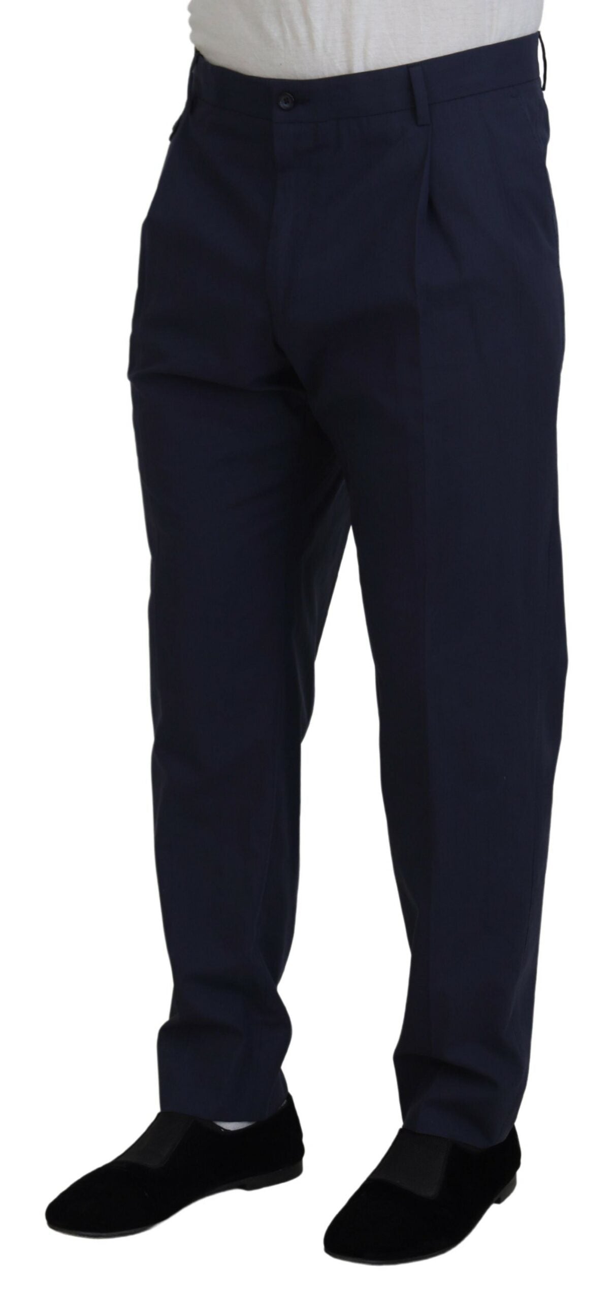 Dolce & Gabbana Dark Blue Cotton Chino Formal Pants | Regal Royce