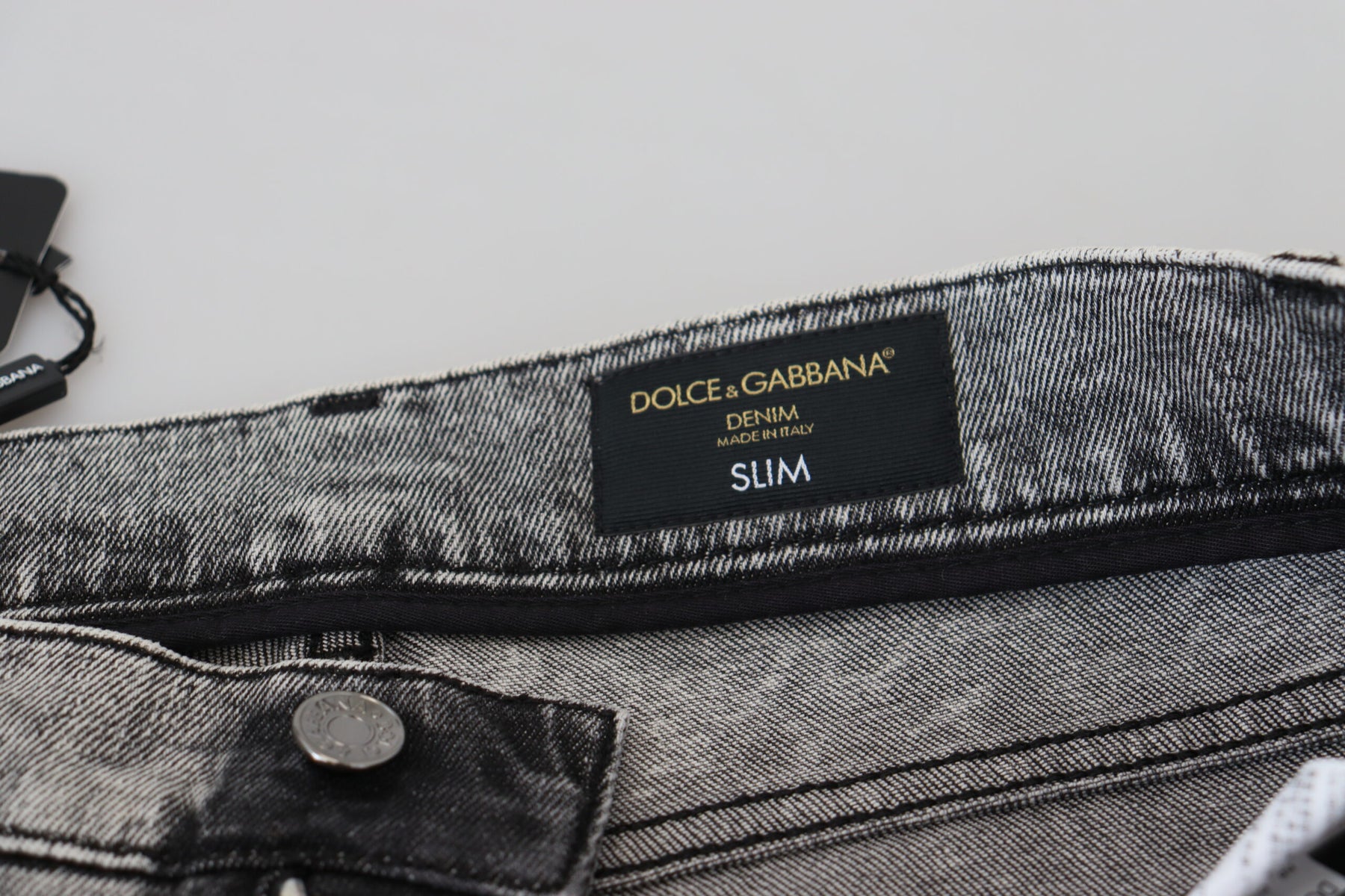 Dolce & Gabbana Grey Washed Cotton Slim Fit Men Denim Jeans | Regal Royce