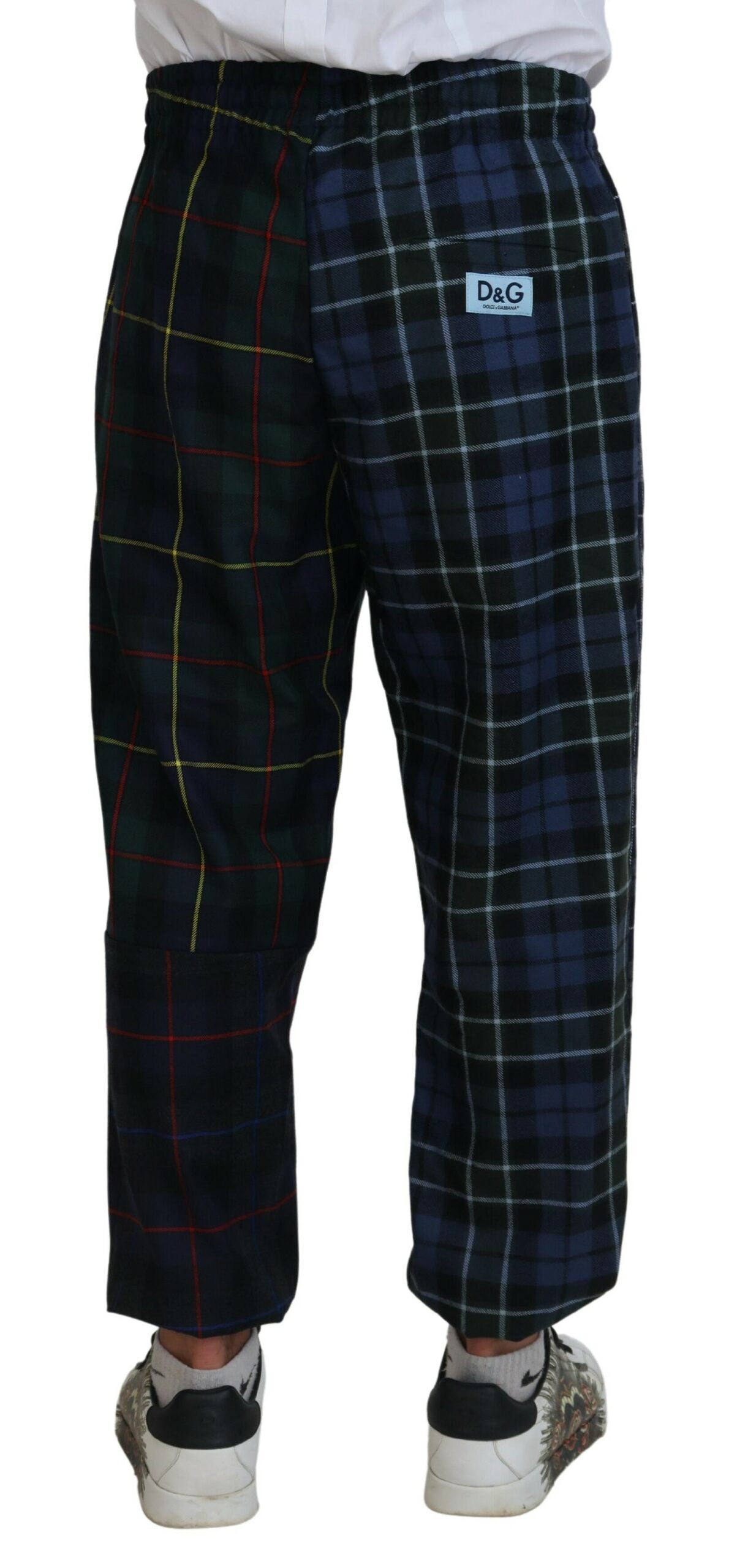 Dolce & Gabbana Multicolor Checkered Wool Men Jogger Pants | Regal Royce