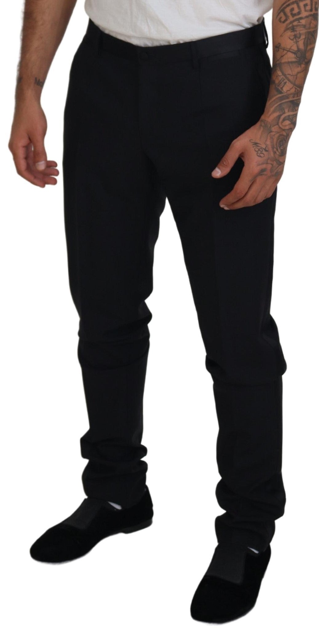 Dolce & Gabbana Black Wool Chino Dress Formal Pants | Regal Royce