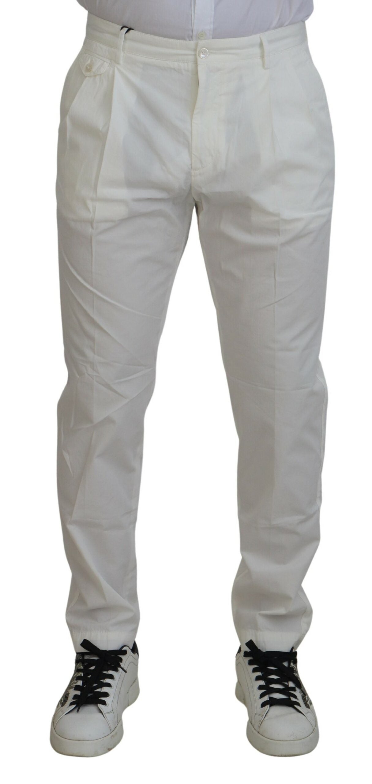 Dolce & Gabbana White Cotton Skinny Chino Pants | Regal Royce