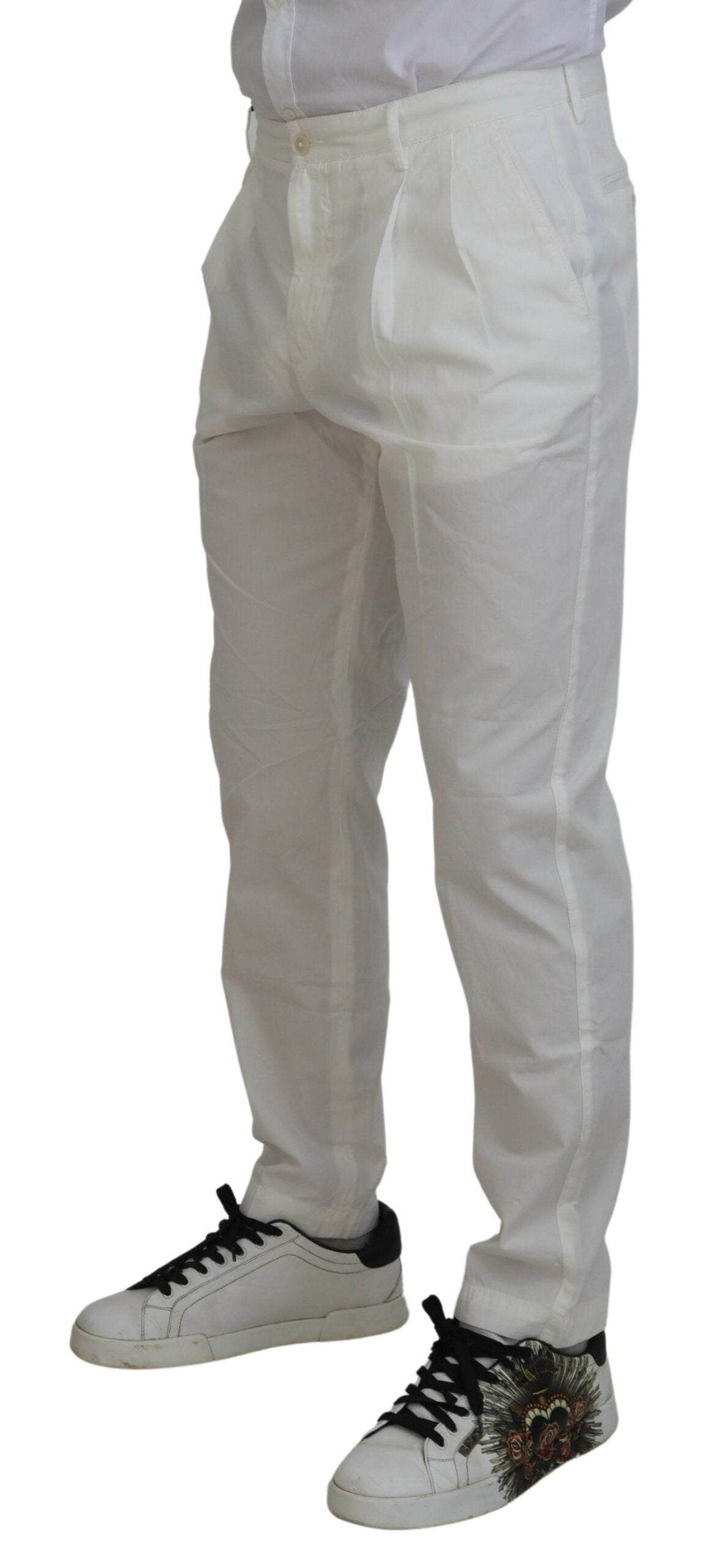 Dolce & Gabbana White Cotton Skinny Chino Pants | Regal Royce