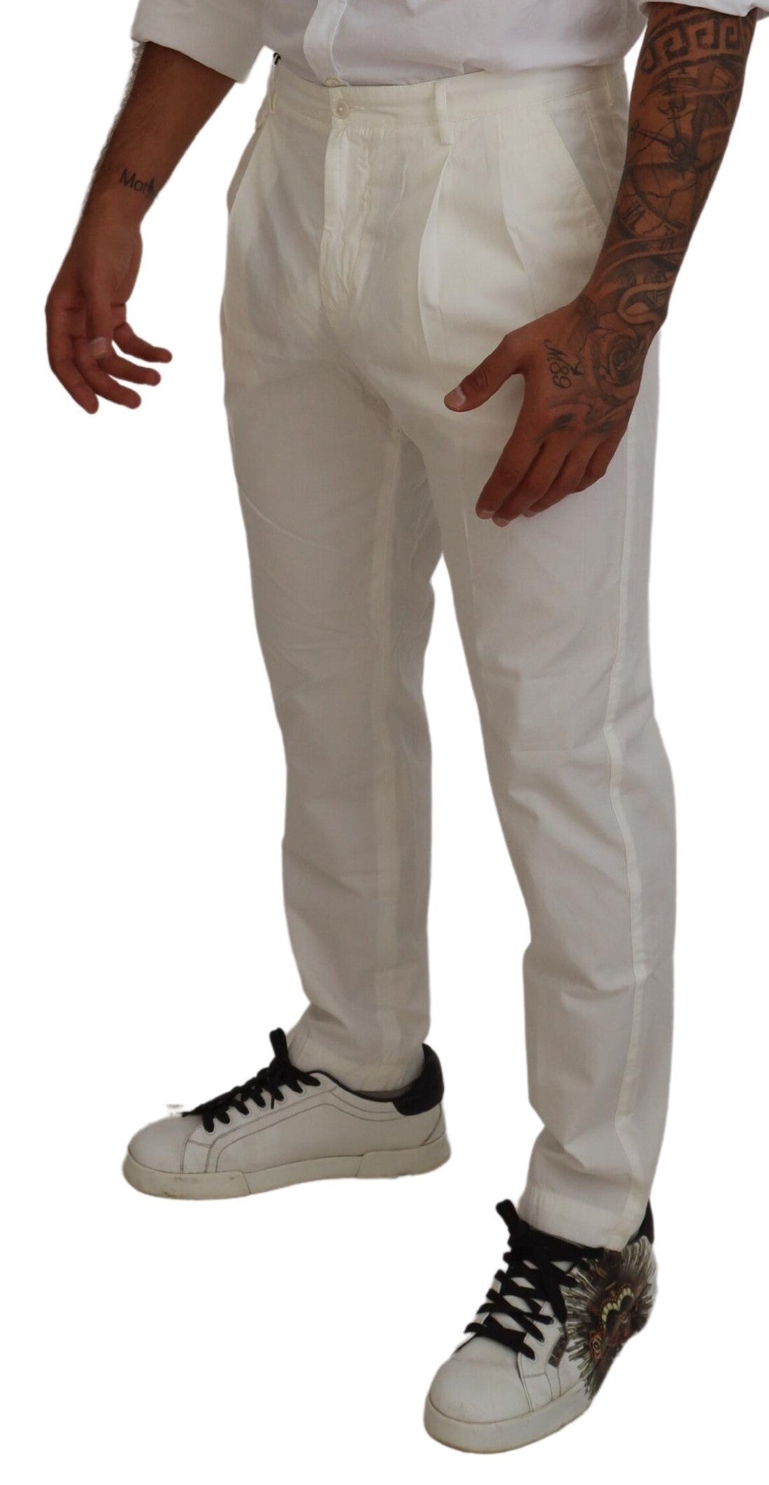 Dolce & Gabbana White Cotton Skinny Chino Pants | Regal Royce