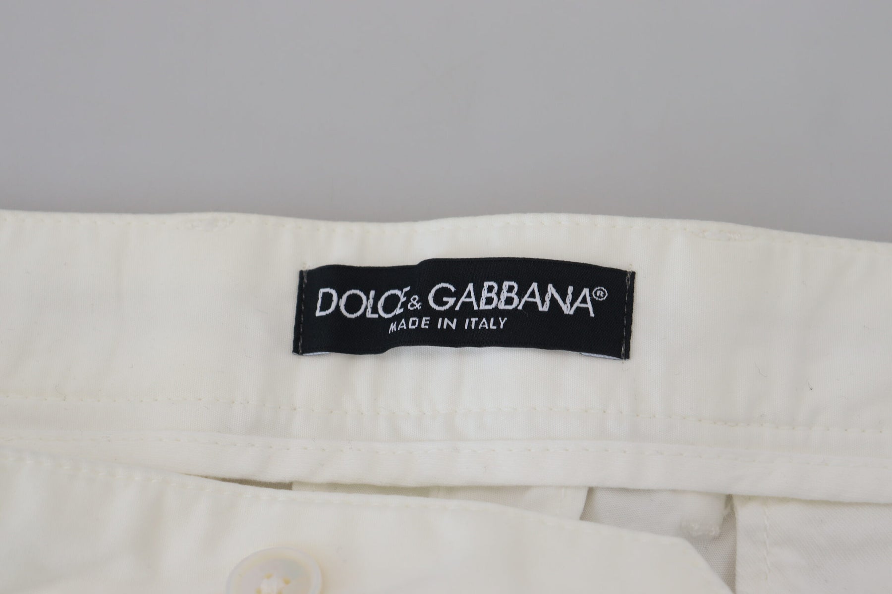 Dolce & Gabbana White Cotton Skinny Chino Pants | Regal Royce