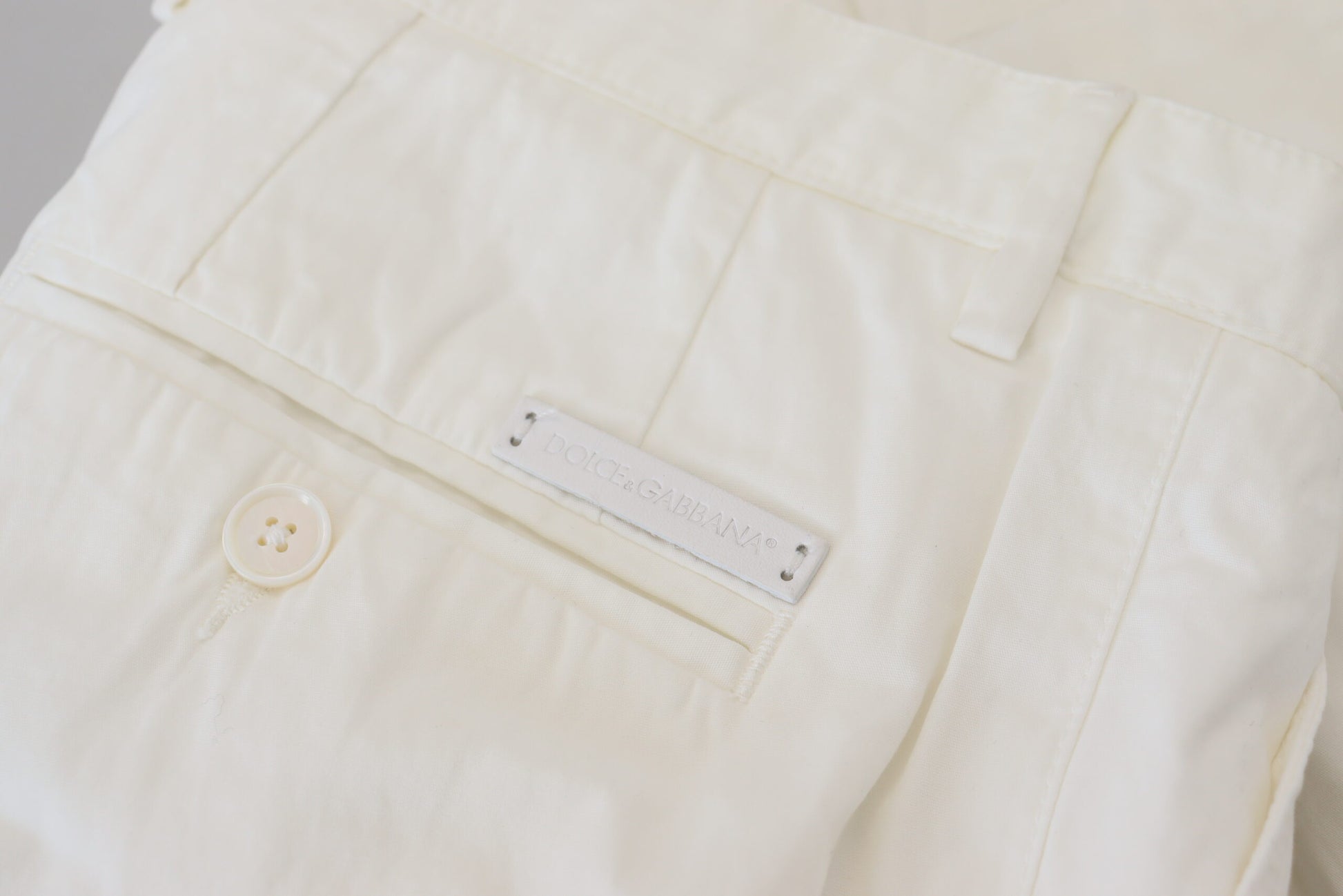 Dolce & Gabbana White Cotton Skinny Chino Pants