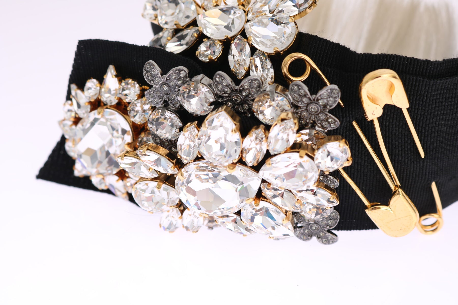 Dolce & Gabbana Black Crystal White Hair Parrucchiera Headband Diadem | Regal Royce