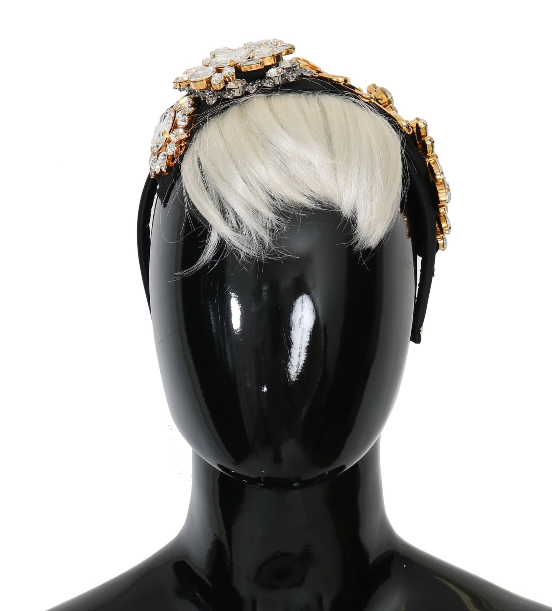 Dolce & Gabbana Black Crystal White Hair Parrucchiera Headband Diadem | Regal Royce