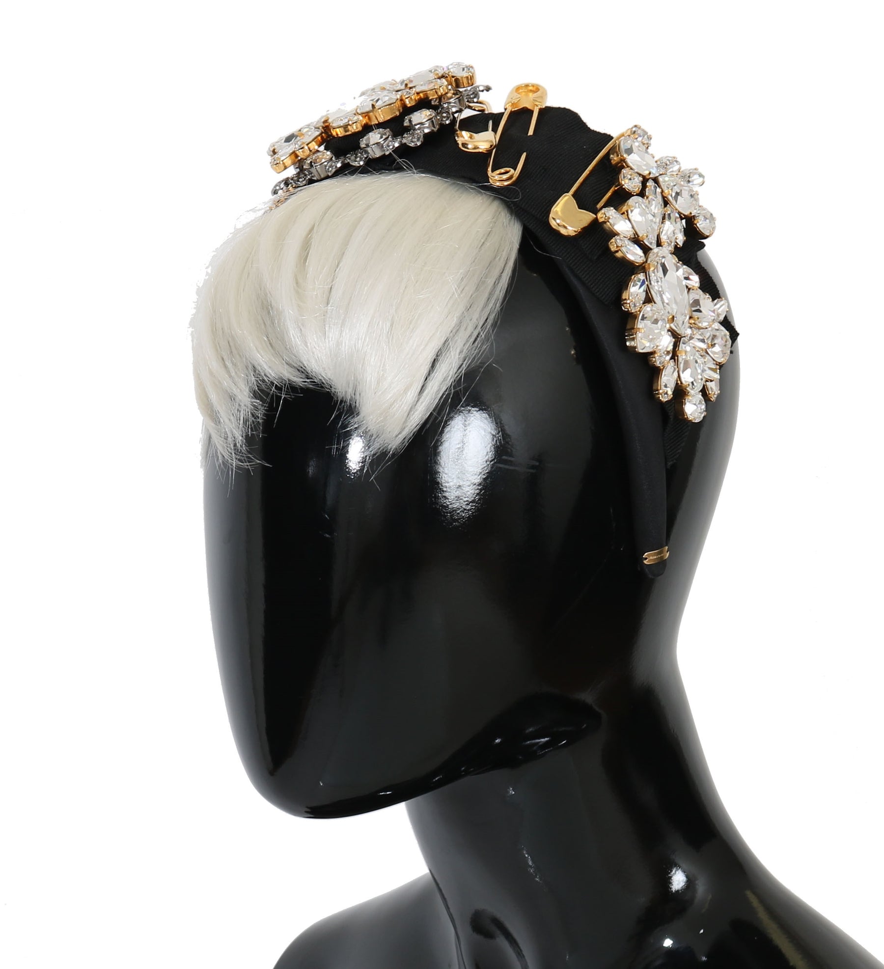 Dolce & Gabbana Black Crystal White Hair Parrucchiera Headband Diadem | Regal Royce