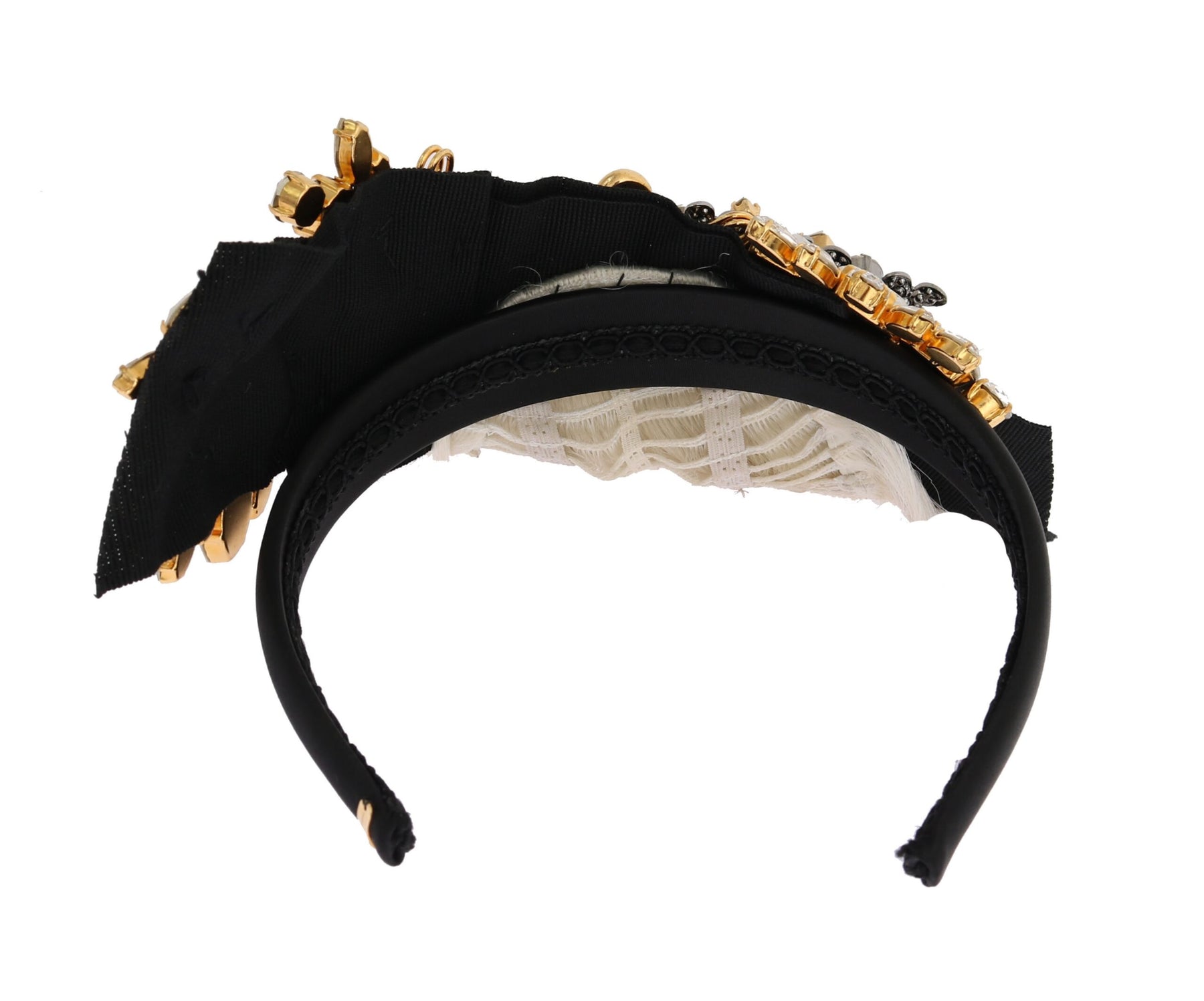 Dolce & Gabbana Black Crystal White Hair Parrucchiera Headband Diadem | Regal Royce