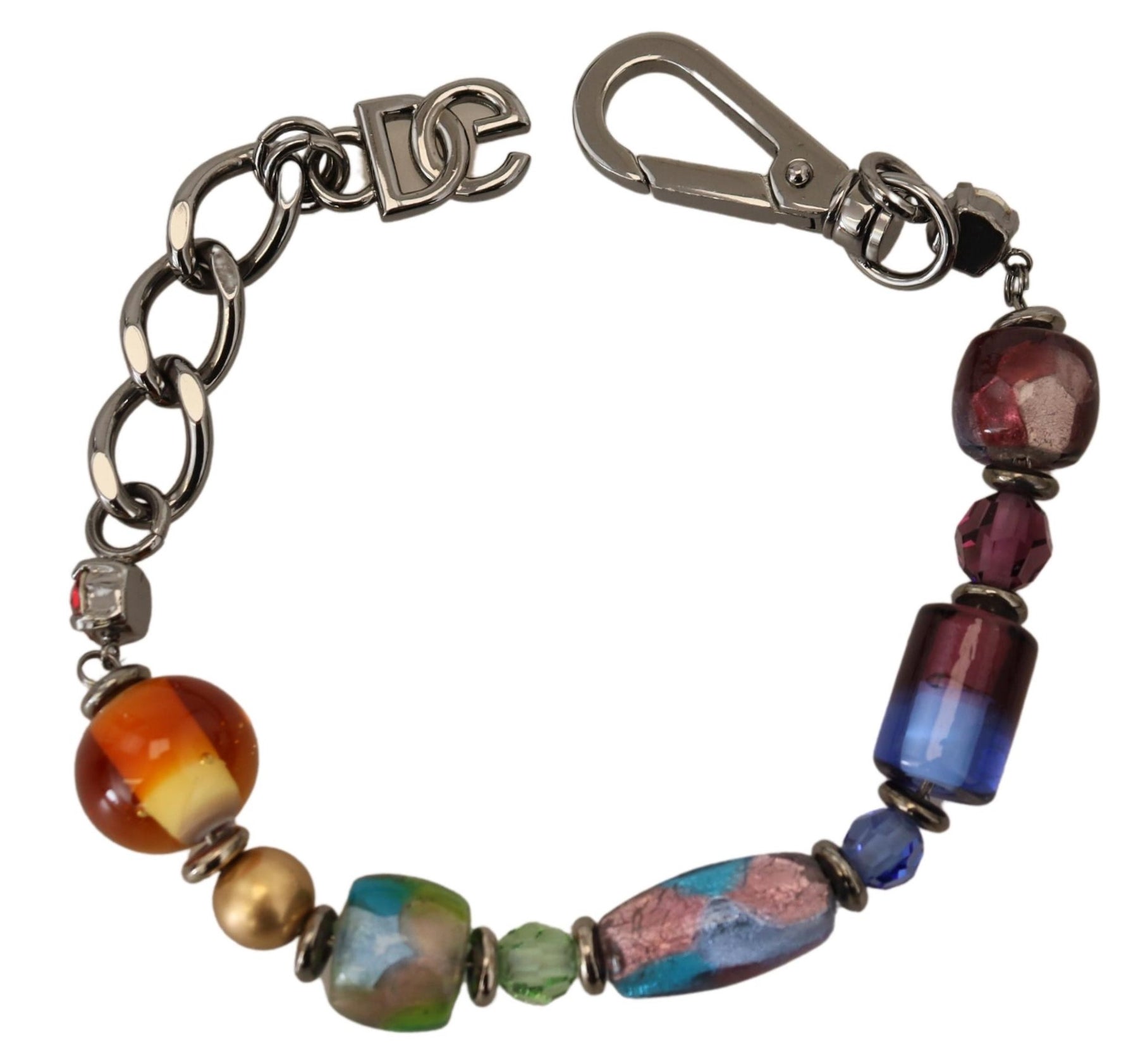 Dolce & Gabbana multicolor Silver Chain Brass Beaded Lobster Clasp Bracelet | Regal Royce